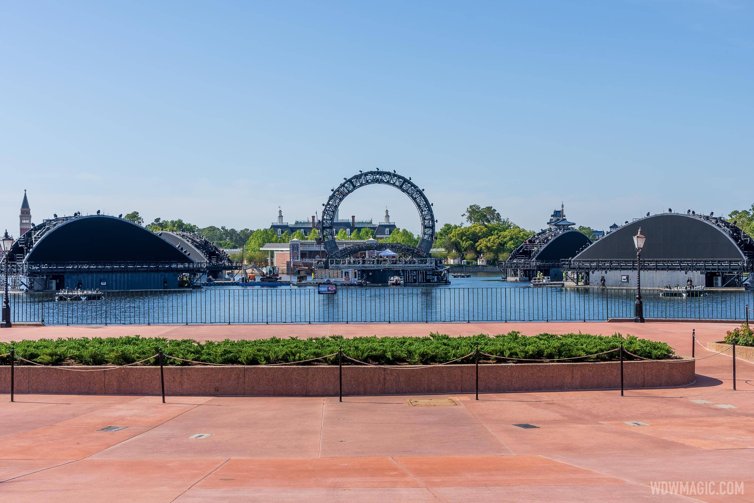 Fifth and final major piece of hardware now in World Showcase lagoon for the upcoming Harmonious show at EPCOT