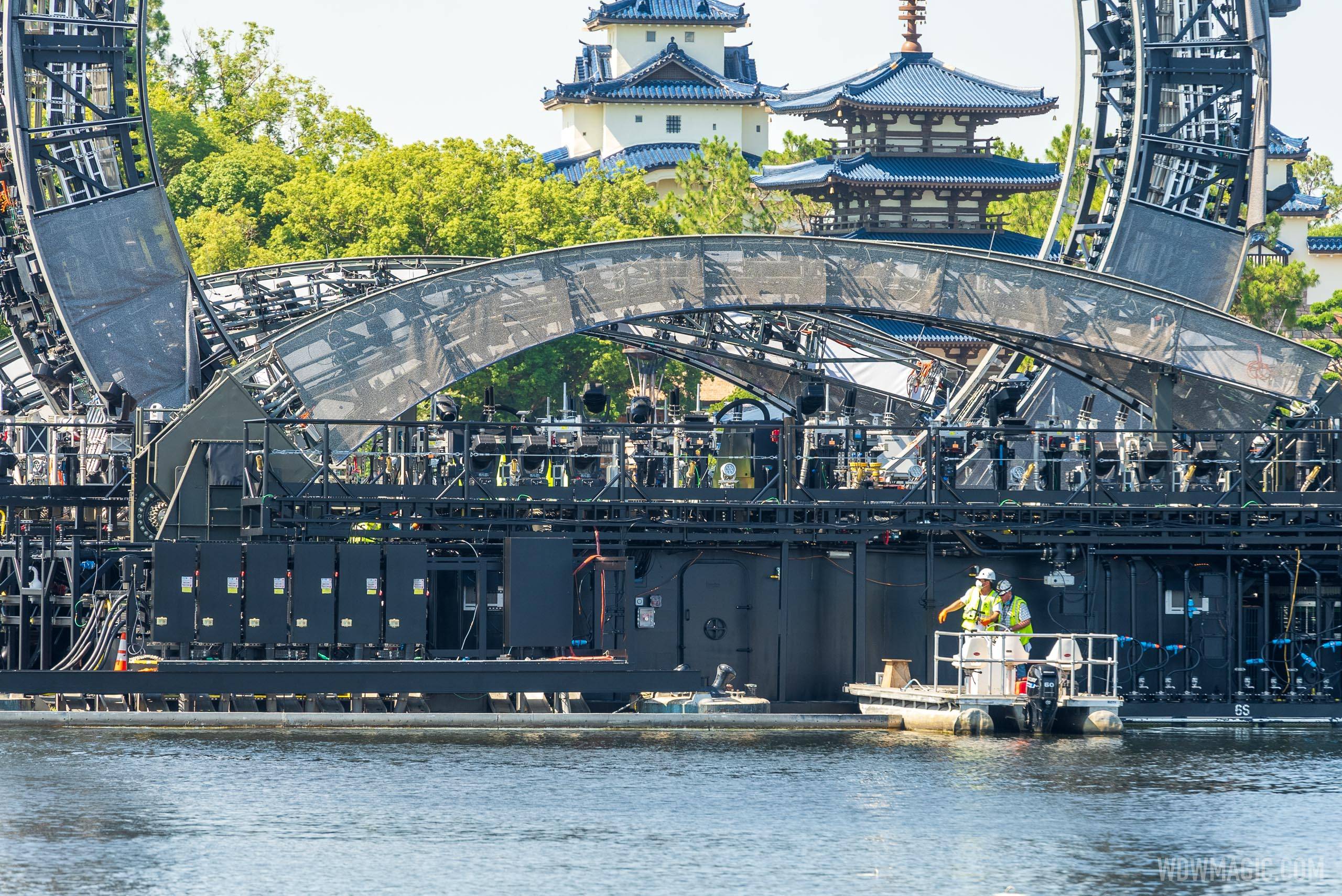 Harmonious barge painting moves to the central icon platform at EPCOT