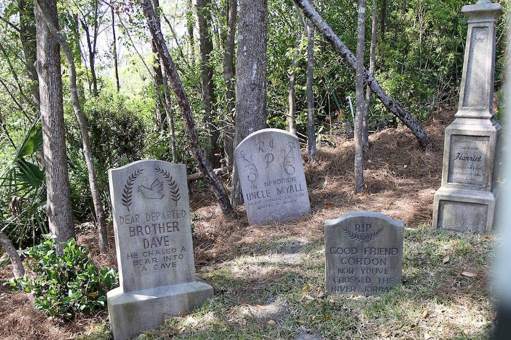 Some of the old tombstones have returned to the hillside
