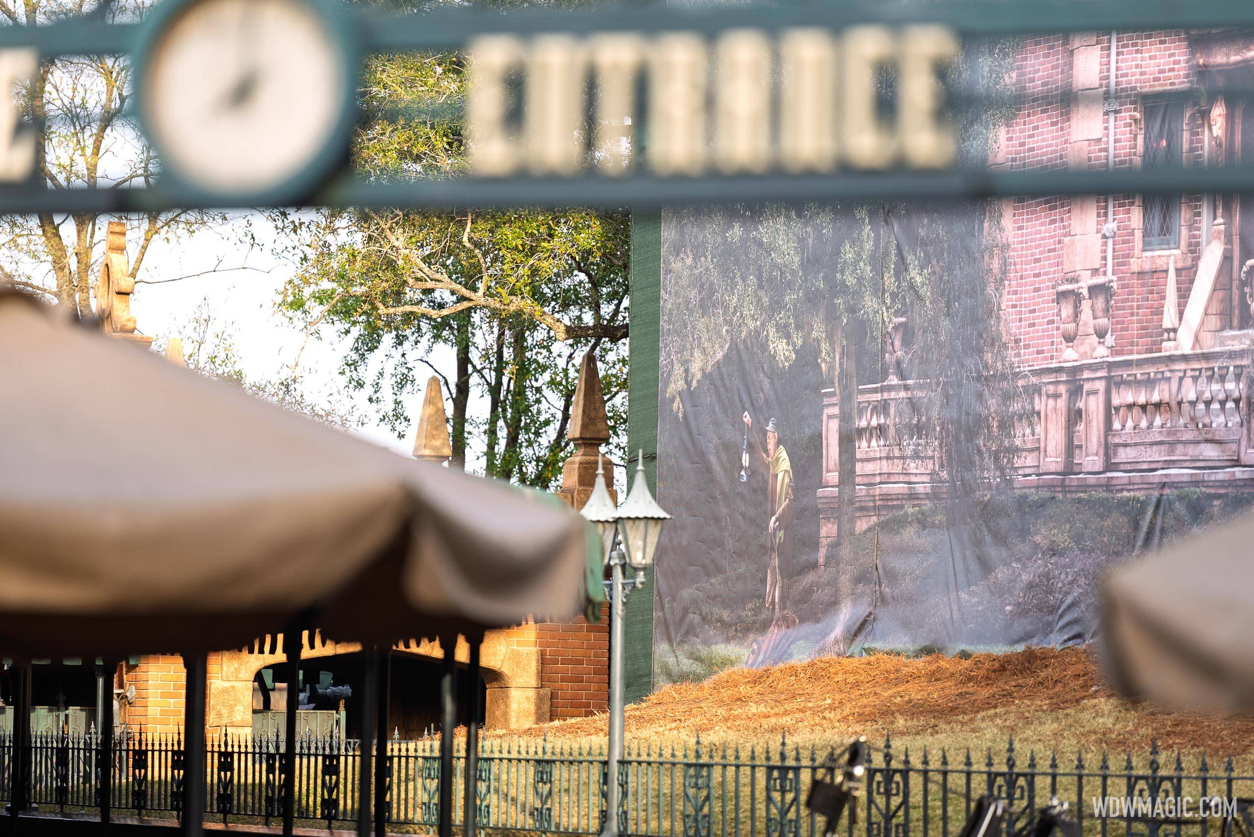 Haunted Mansion Photo Wrap Complete With Caretaker and Bones Now Standing Watch at Magic Kingdom