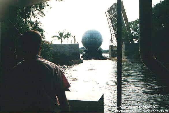The Laser Barge being driven through the open bridge into the lagoon.
