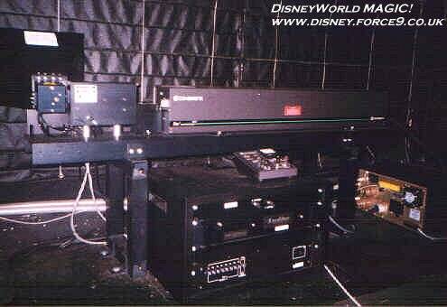 This is INSIDE the Laser Barge. One of the lasers is shown running from left to right in the photo.