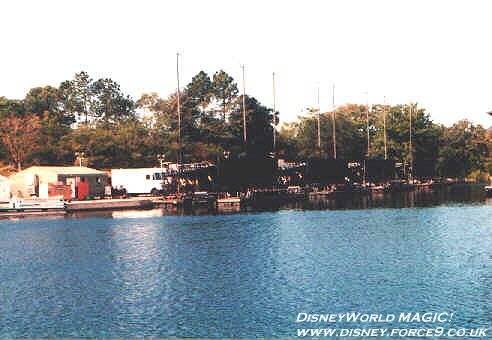 The Maxi Barges parked in the marina. The pyro compound is just to the left.