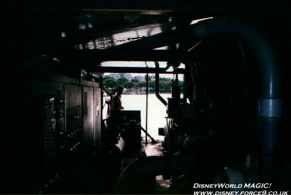 Inside the Maxi Barge. A housing for control equipment, and also a bunker for technicians to remain on the barge during the show.