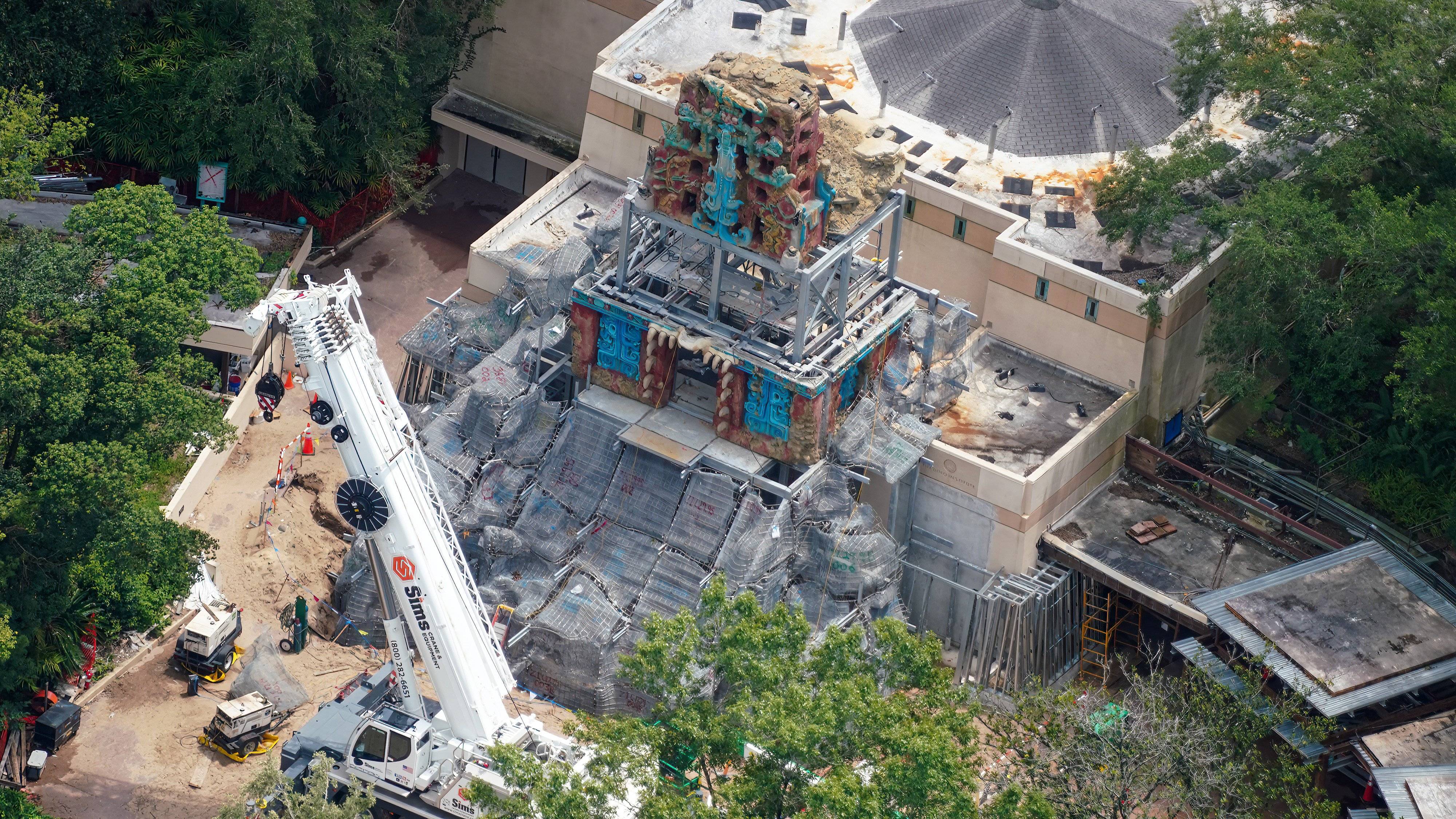 Indiana Jones Temple Facade — Aerial Construction Photos August 4 2026