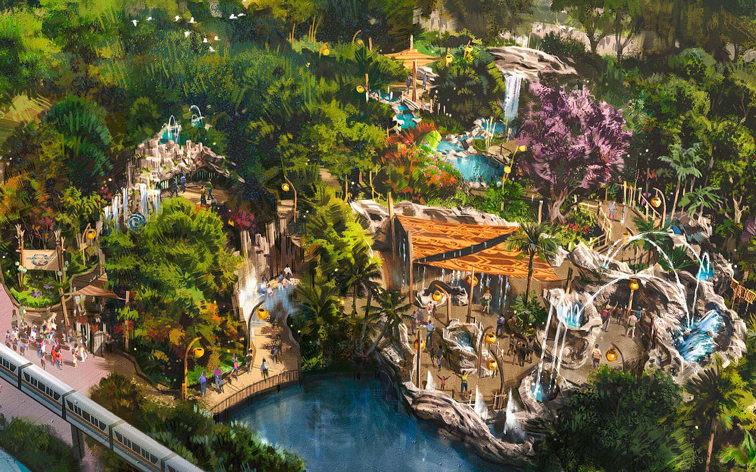 New rendering offers the best look yet of 'Journey of Water - Inspired by Moana' coming to EPCOT
