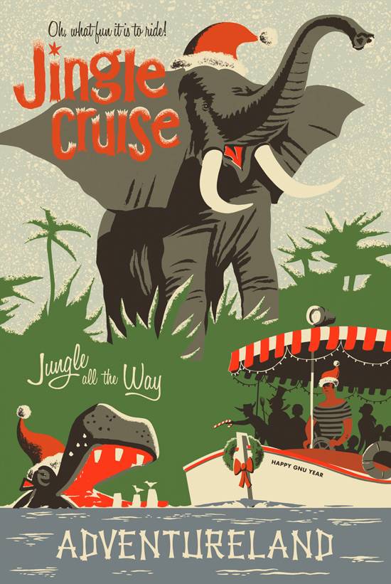 Jingle Cruise poster and props