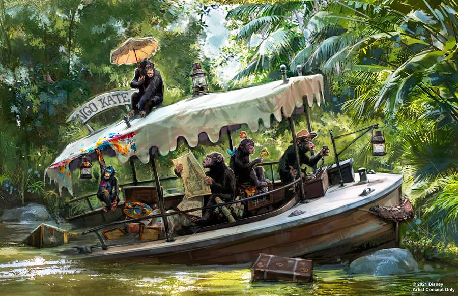 Concept art of the new 'Trader Sam's Gift Shop' scene at the Jungle Cruise
