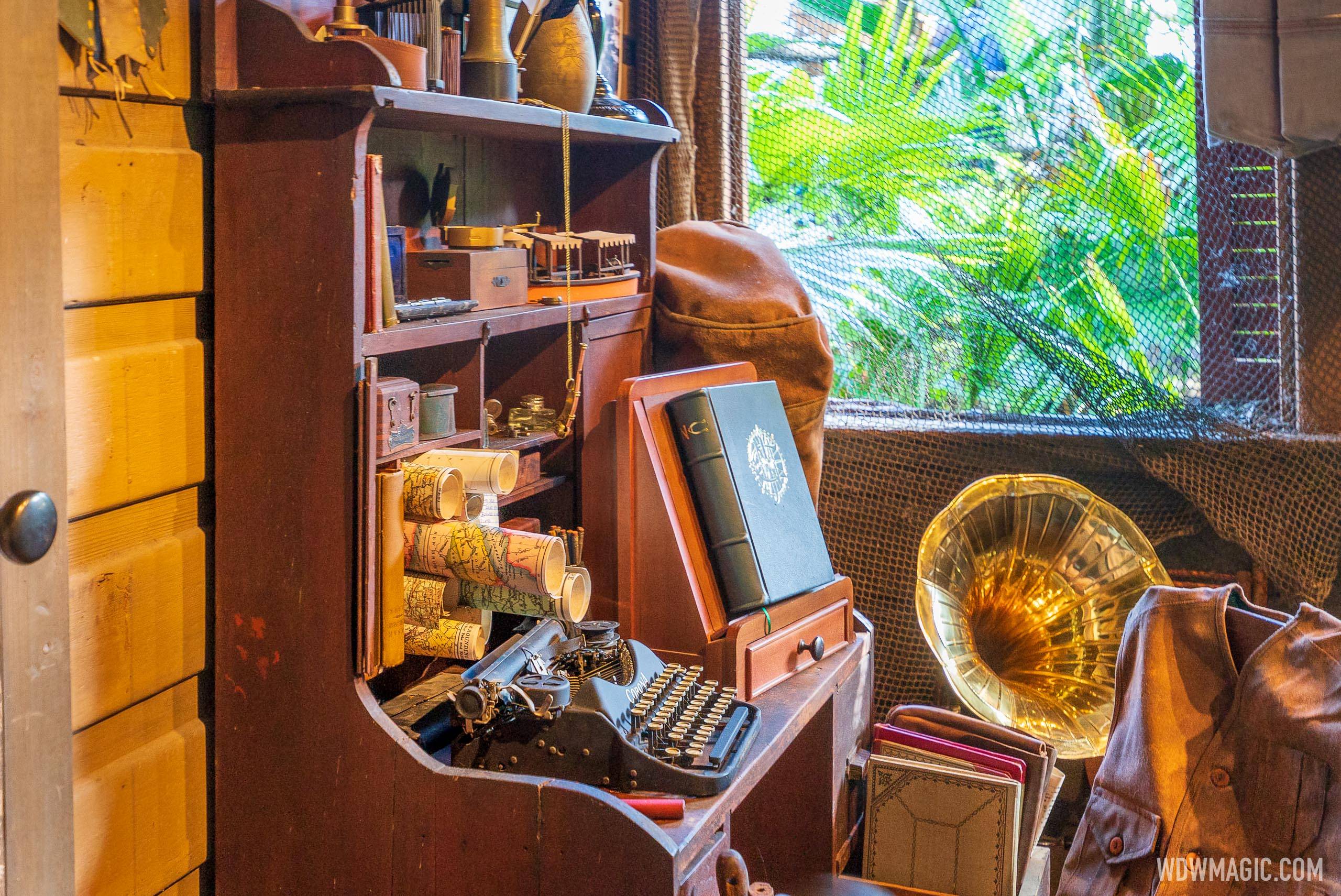 New props in the Jungle Cruise queue area office 