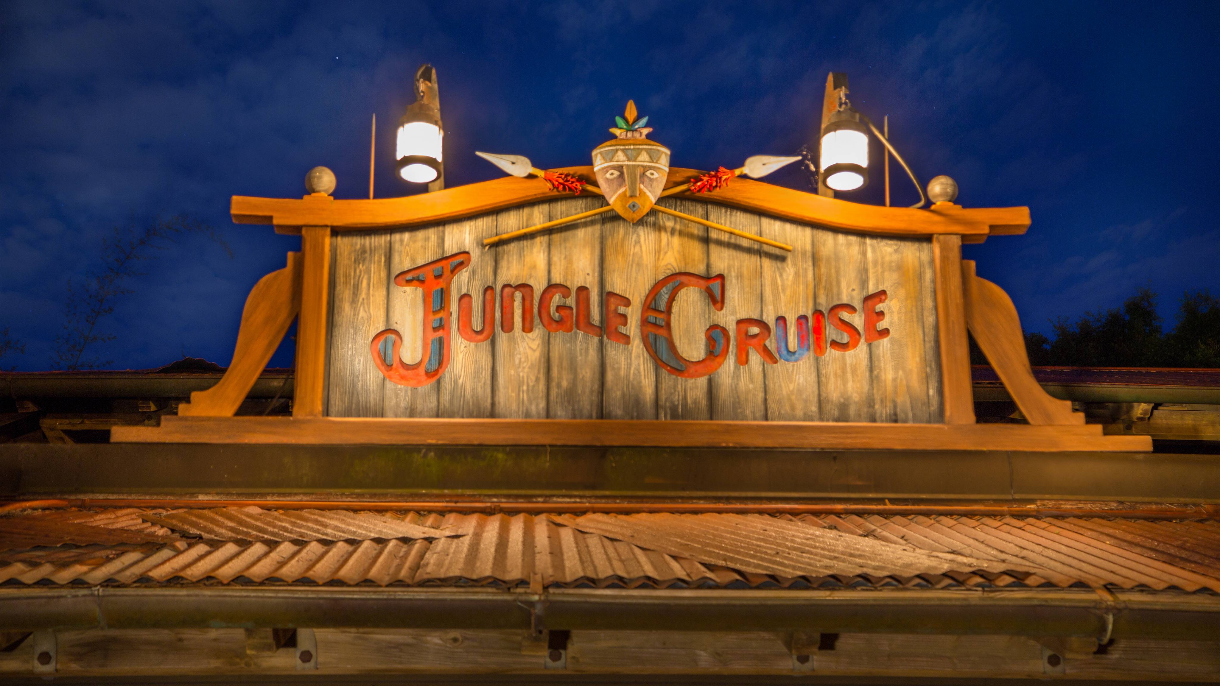 The previous Jungle Cruise main entrance sign