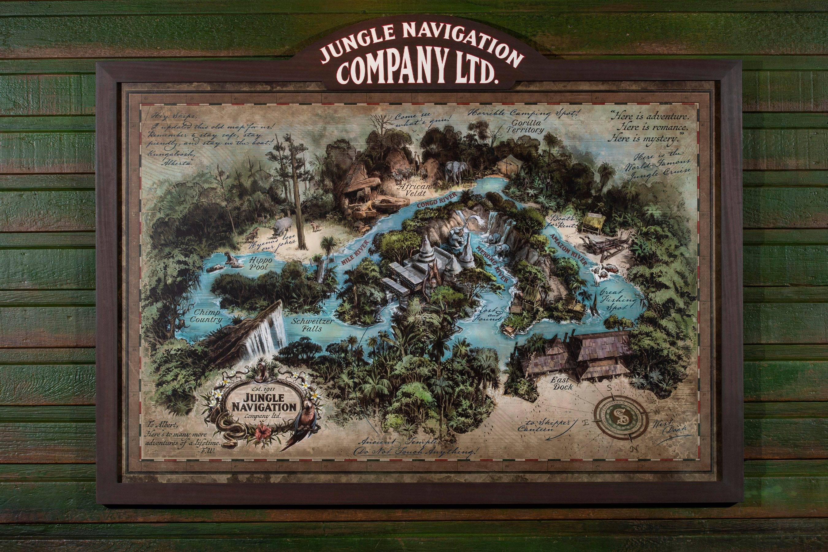 Jungle Navigation mural at the Jungle Cruise in Magic Kingdom