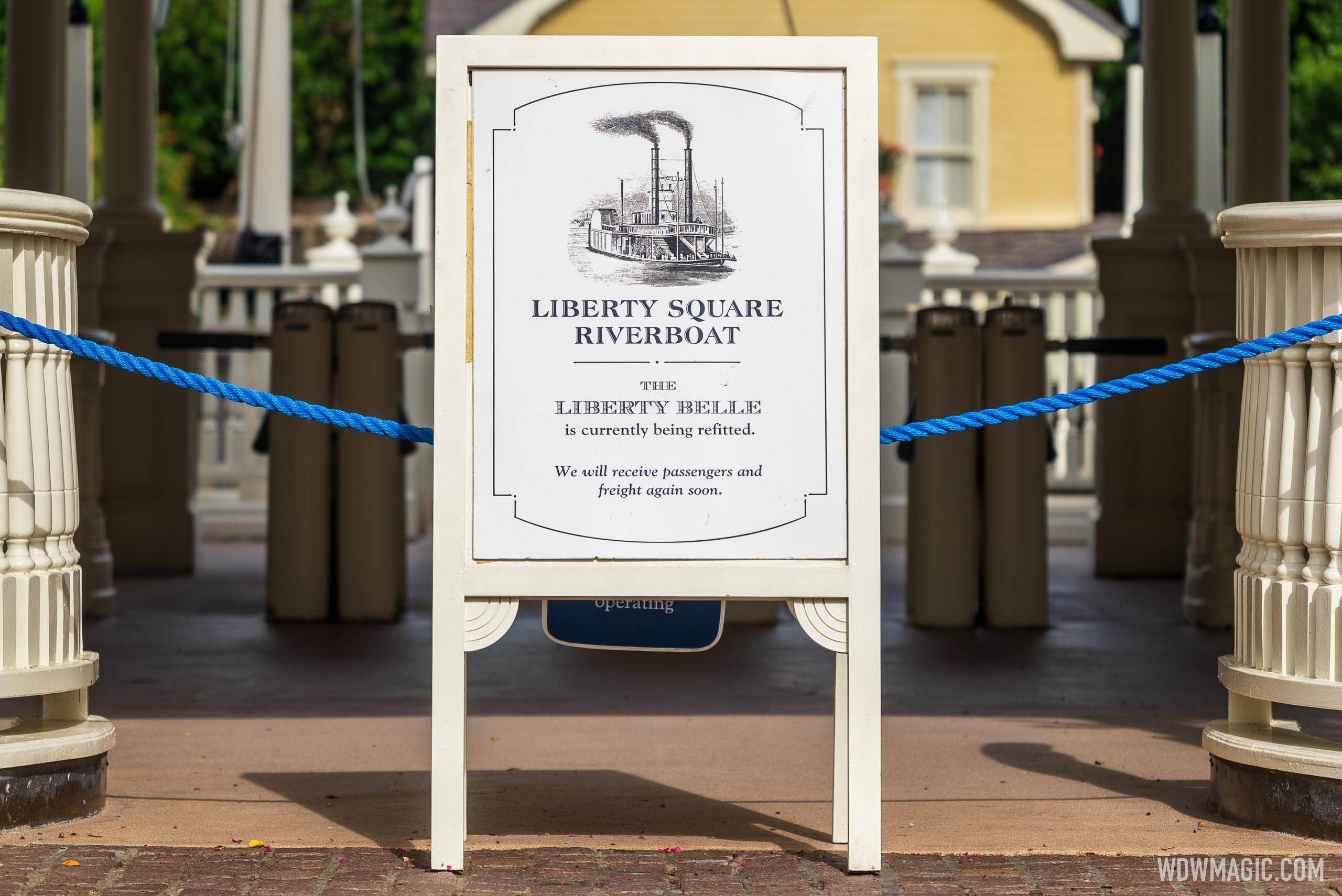 Short refurbishment begins for the Liberty Square Riverboat at Magic Kingdom