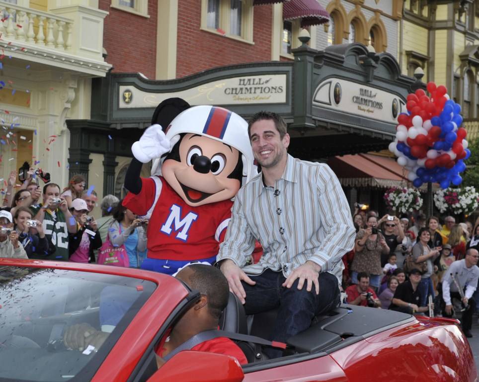 Super Bowl XLV Most Valuable Player Aaron Rodgers visits the Magic Kingdom