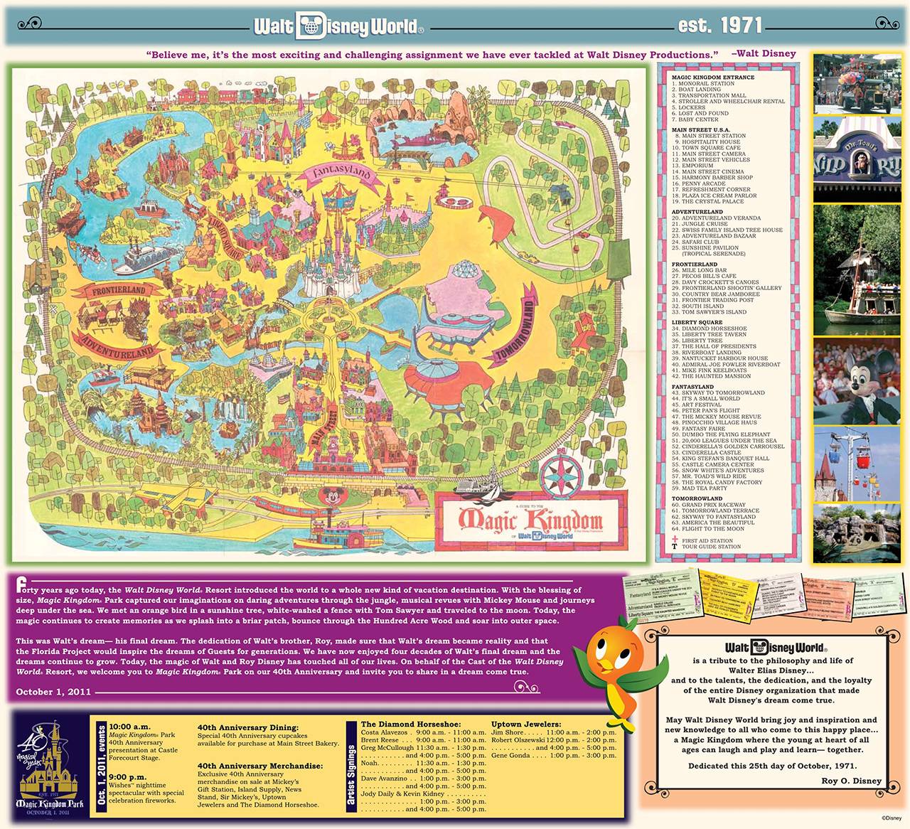 Special vintage edition of the park’s guidemap. Copyright 2011 The Walt Disney Company.