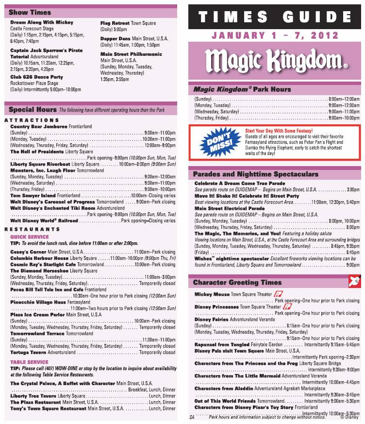 PHOTO - Magic Kingdom launches new style Times Guide