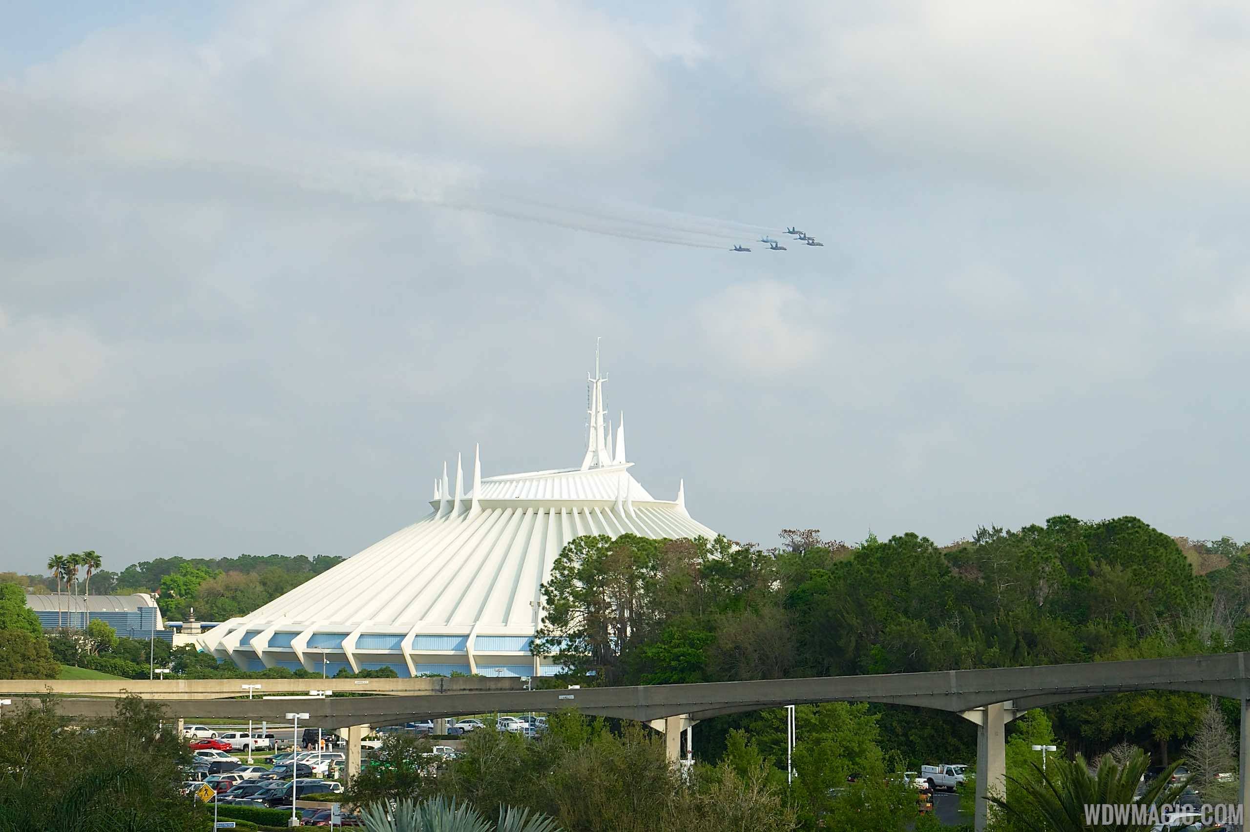 U.S. Navy Blue Angels flyover Space Mountain
