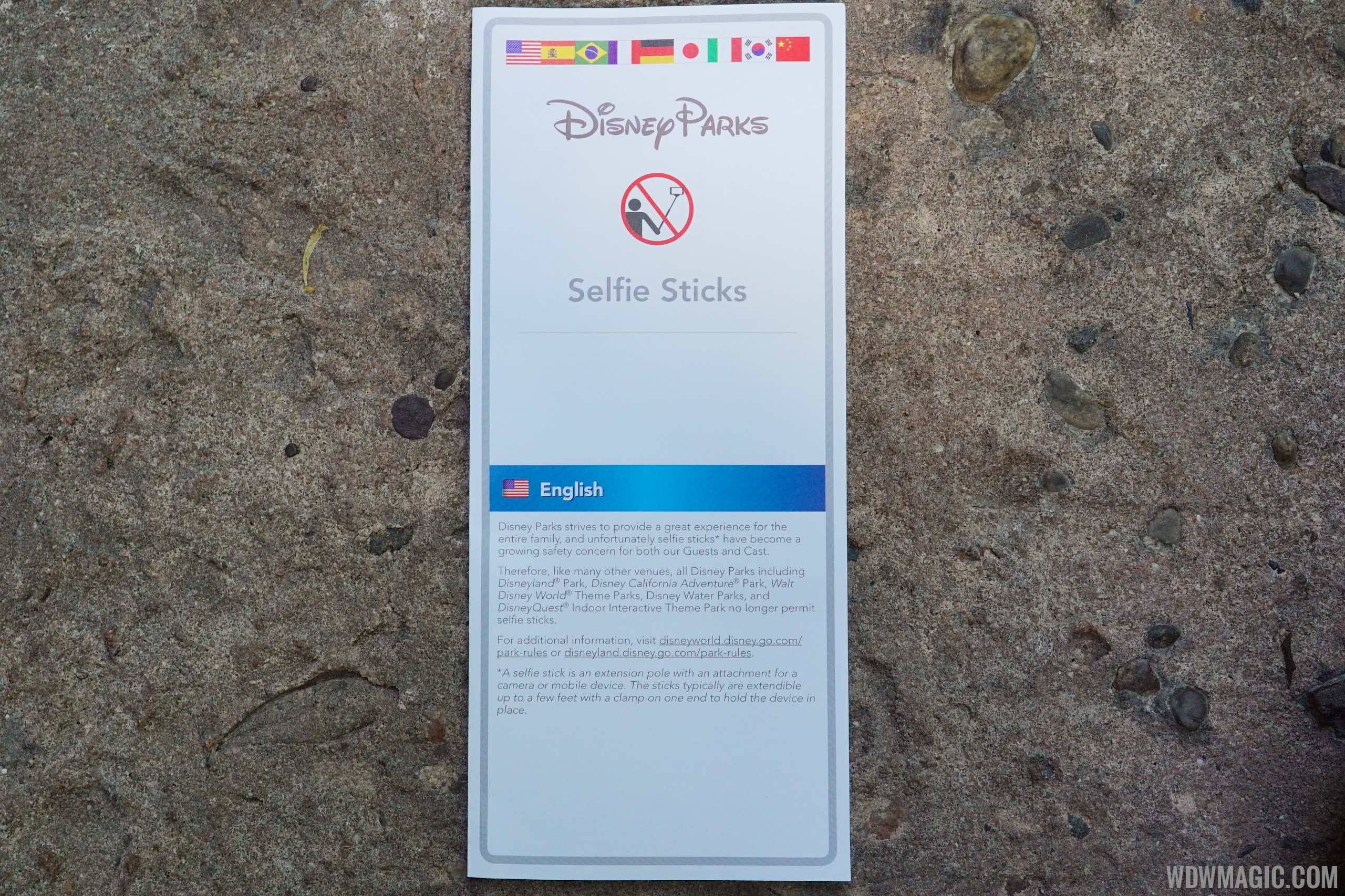 Selfie Stick Ban signs