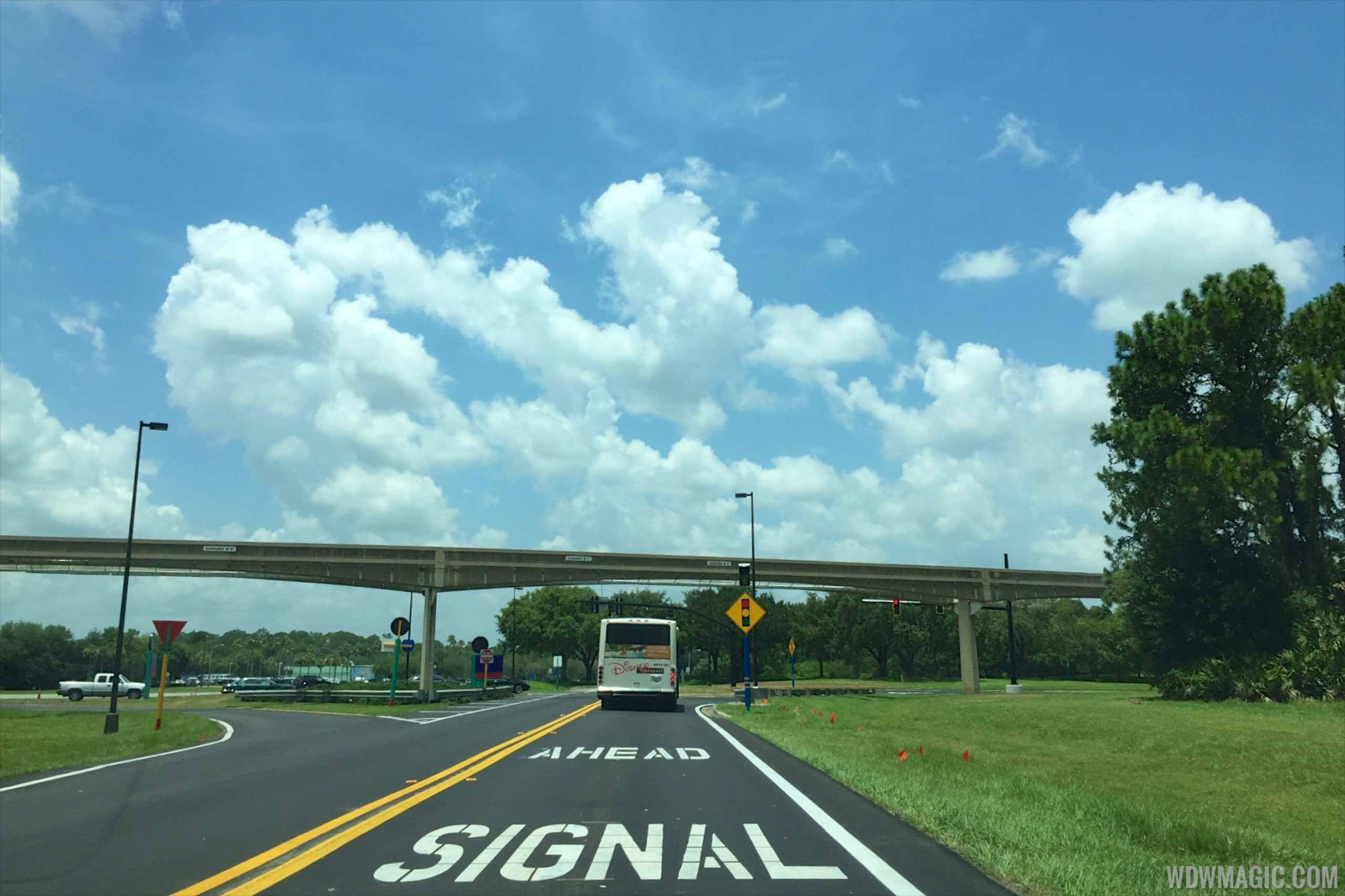 New traffic lights just north of the Magic Kingdom parking plaza at the TTC are now operational