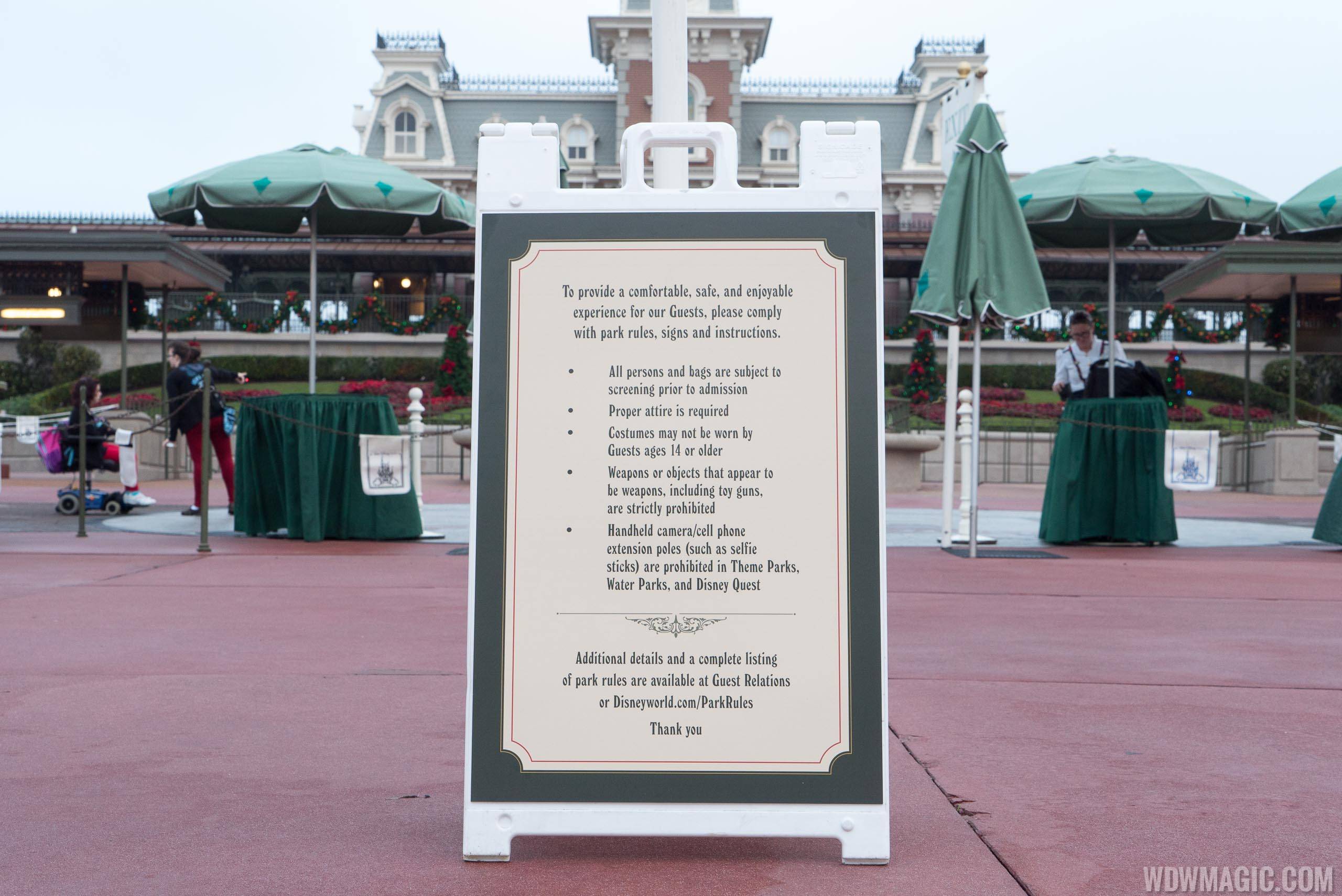 Magic Kingdom metal detectors and new entry policy