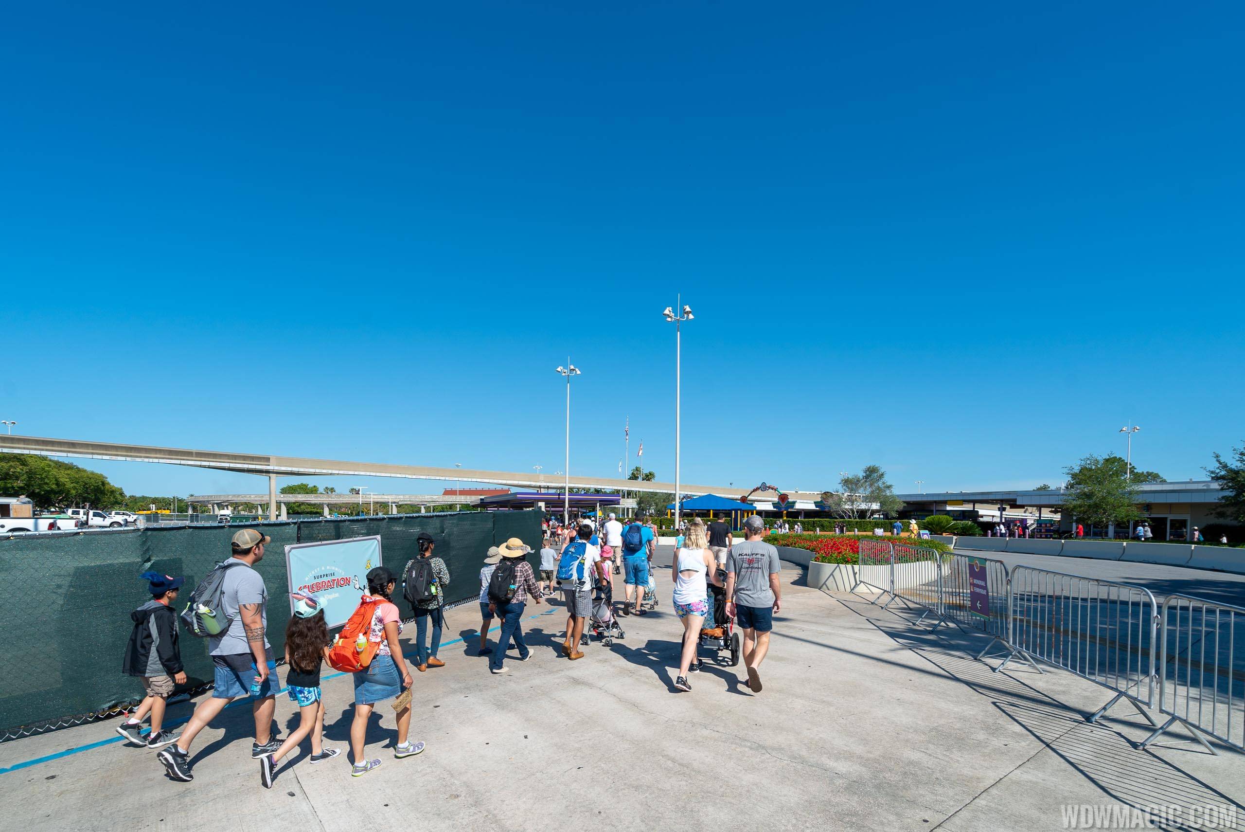 Temporary tram drop-off location at the Magic Kingdom Transportation and Ticket Center