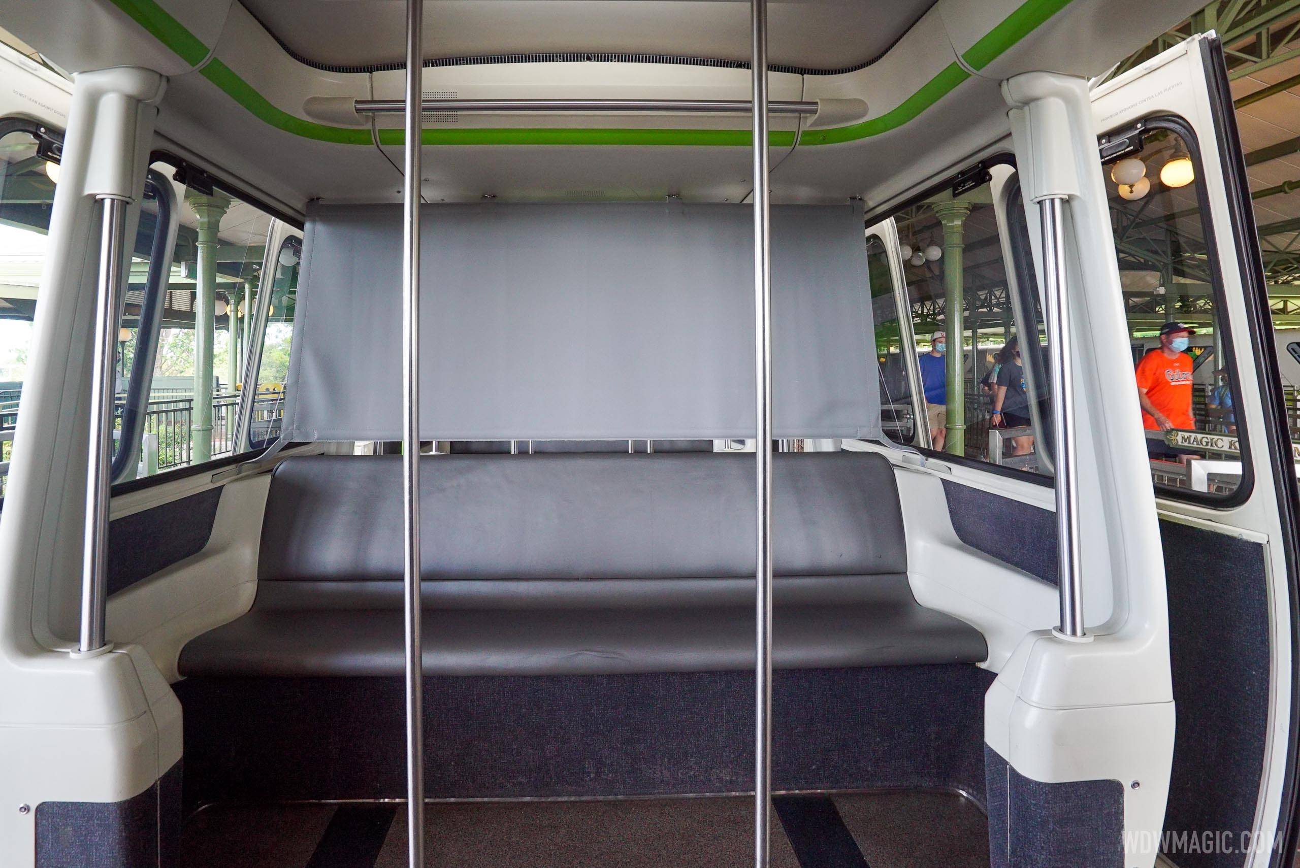 Screens separate the sections of the monorail