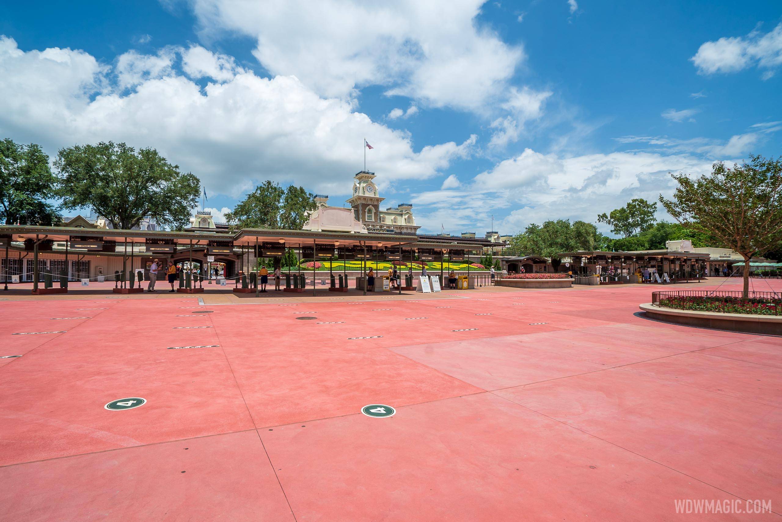 An empty midday entrance at the Magic Kingdom - a sight unseen until COVID-19 restrictions