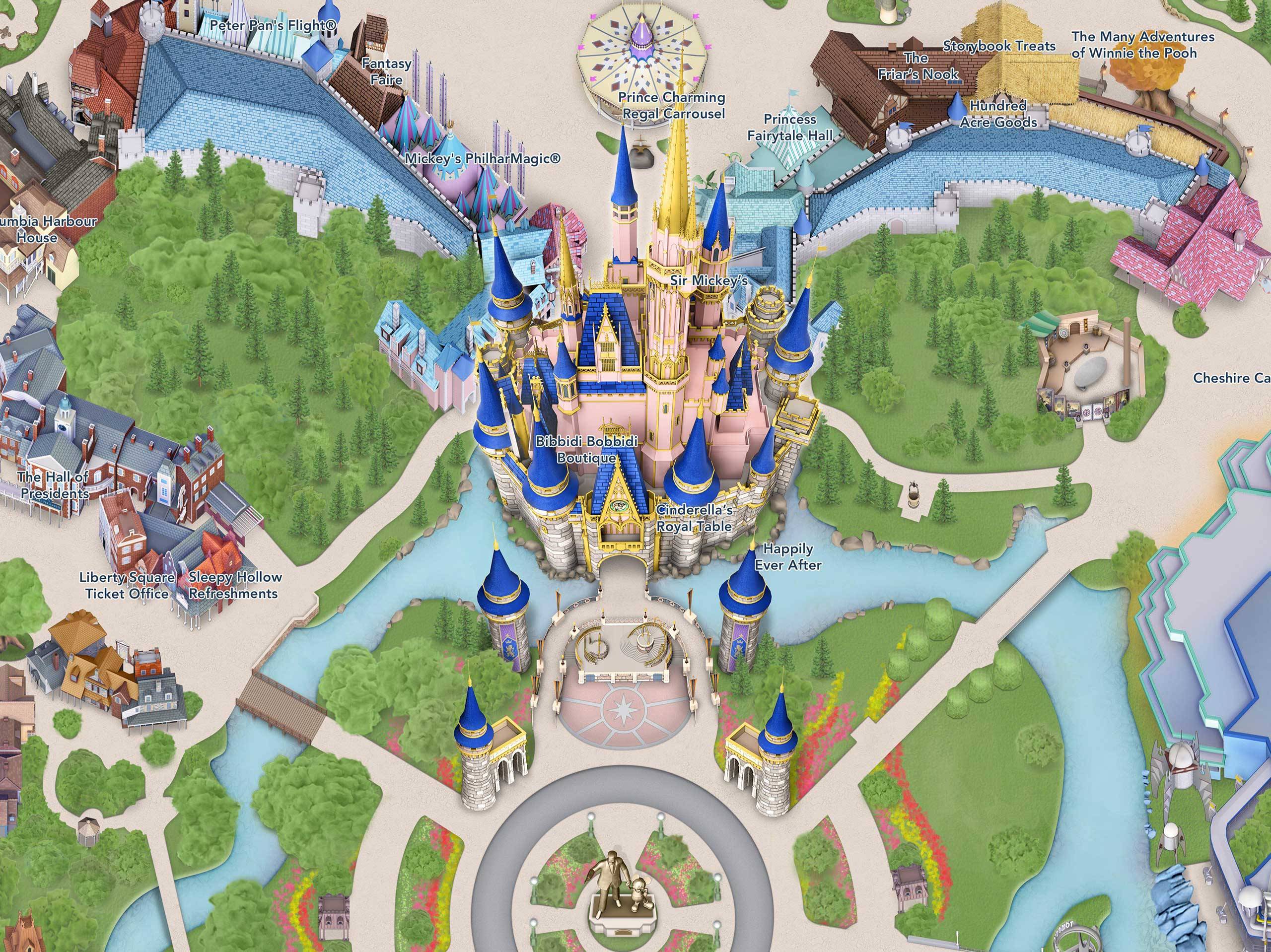 PHOTOS - My Disney Experience digital map update for Magic Kingdom includes new-look castle and Grand Floridian walkway