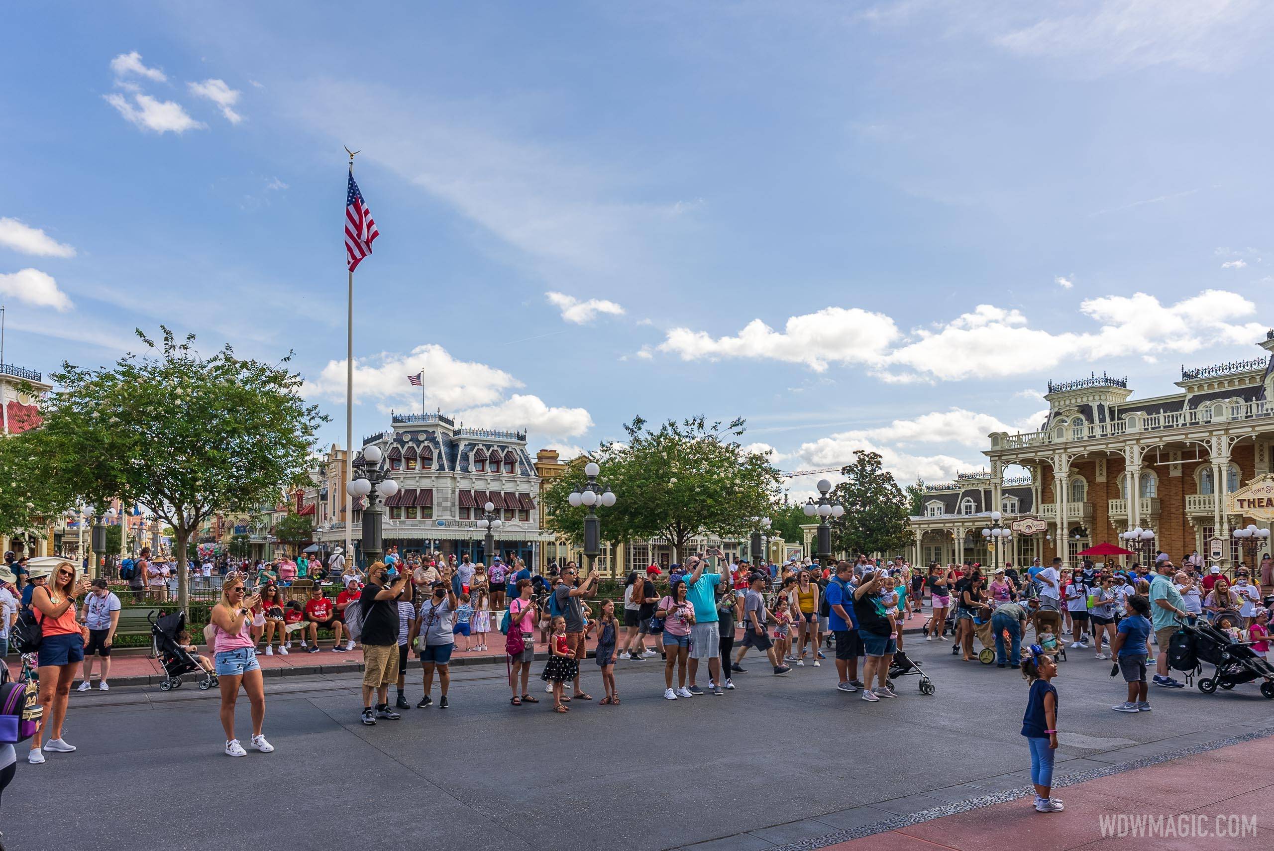 Most guests are not wearing masks when outdoors at Magic Kingdom
