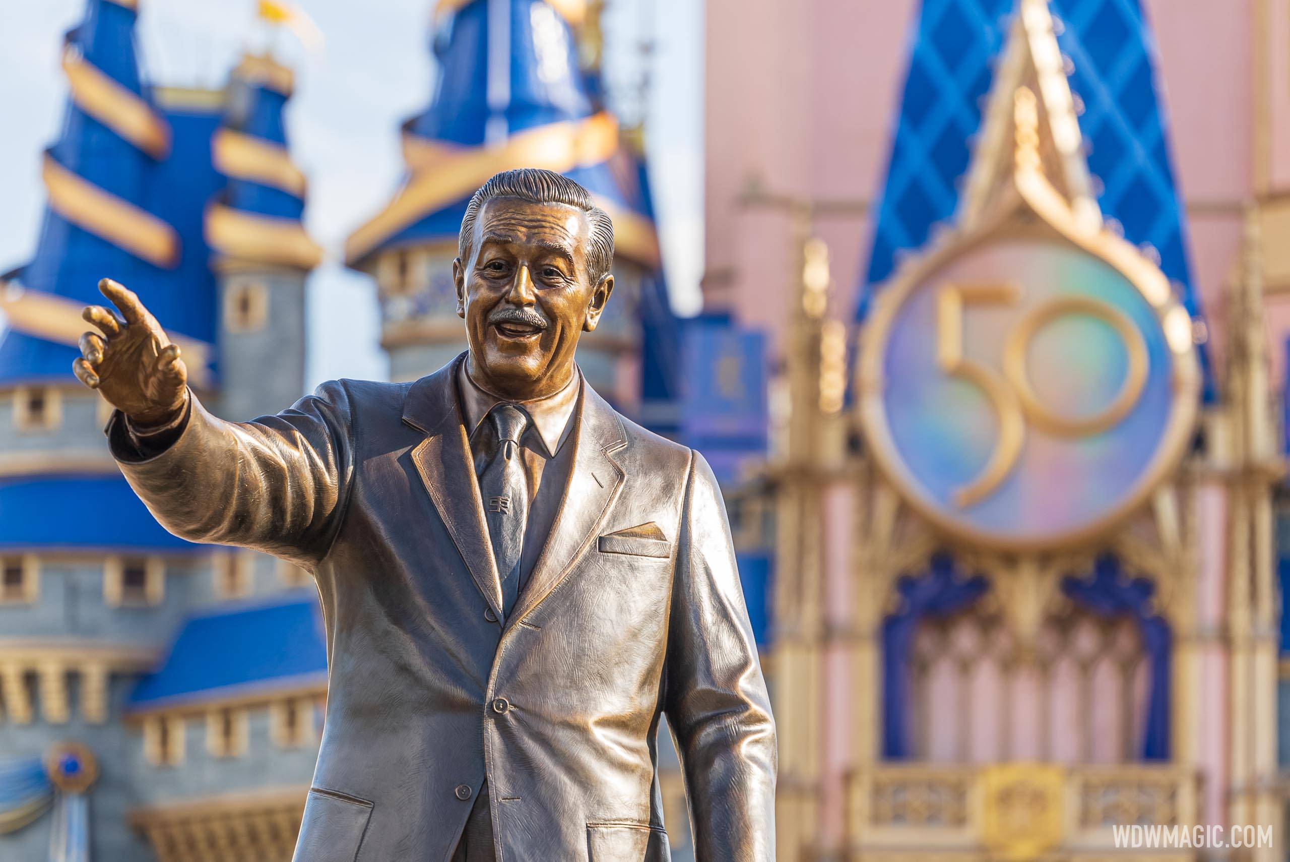 A look at the completed refurbishment of the Partners statue at Magic Kingdom