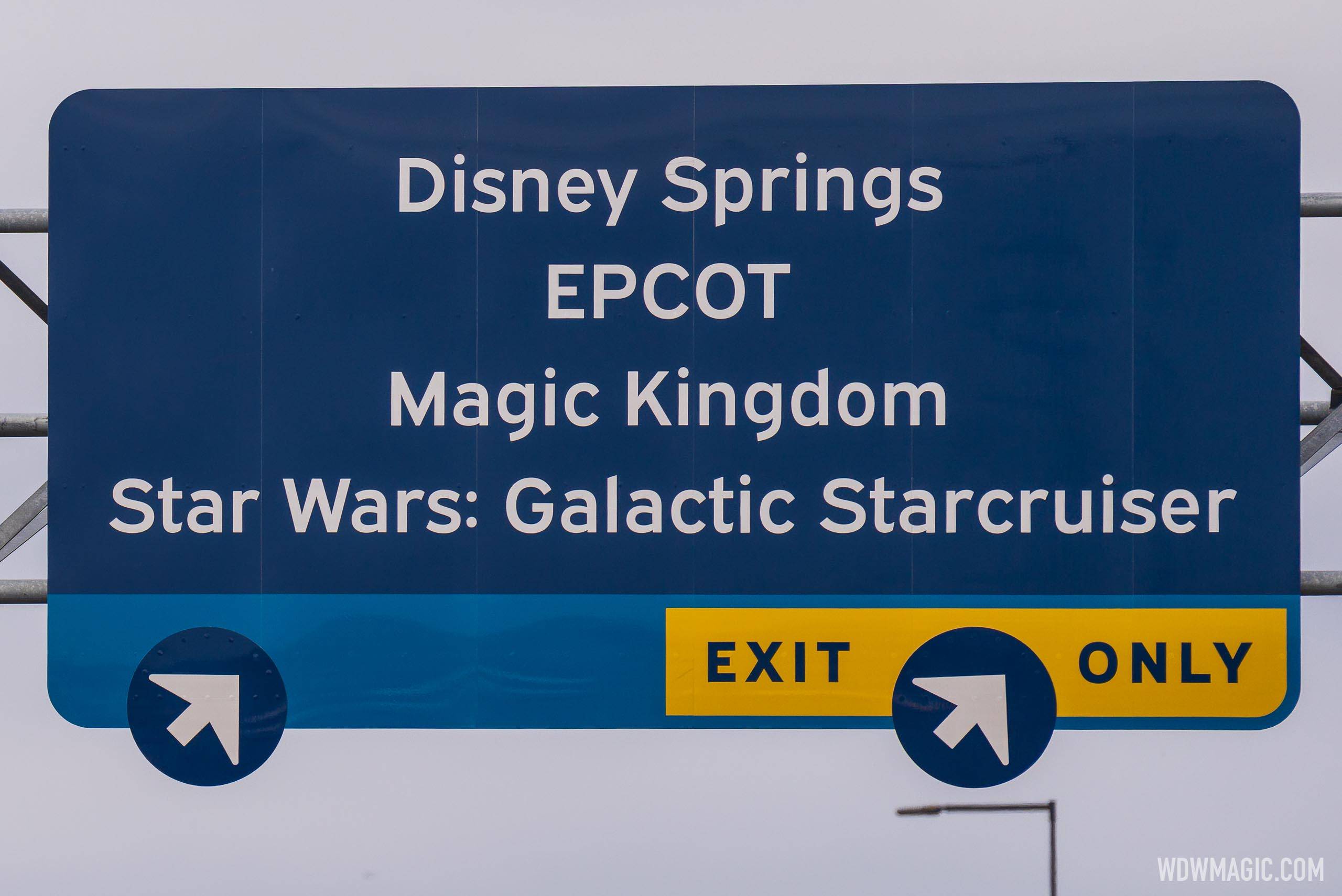 The new sign includes directions to the new Star Wars Galactic Starcruiser
