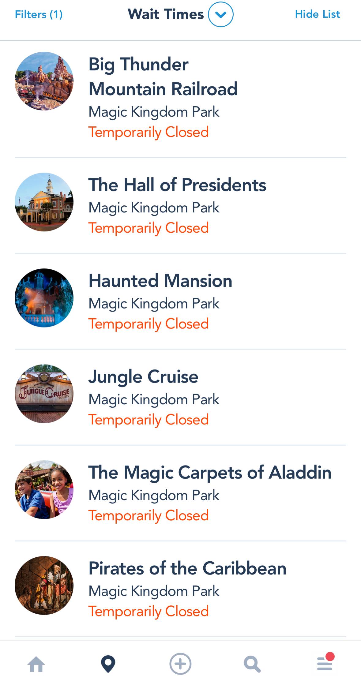 My Disney Experience - Ride closures September 18 2023