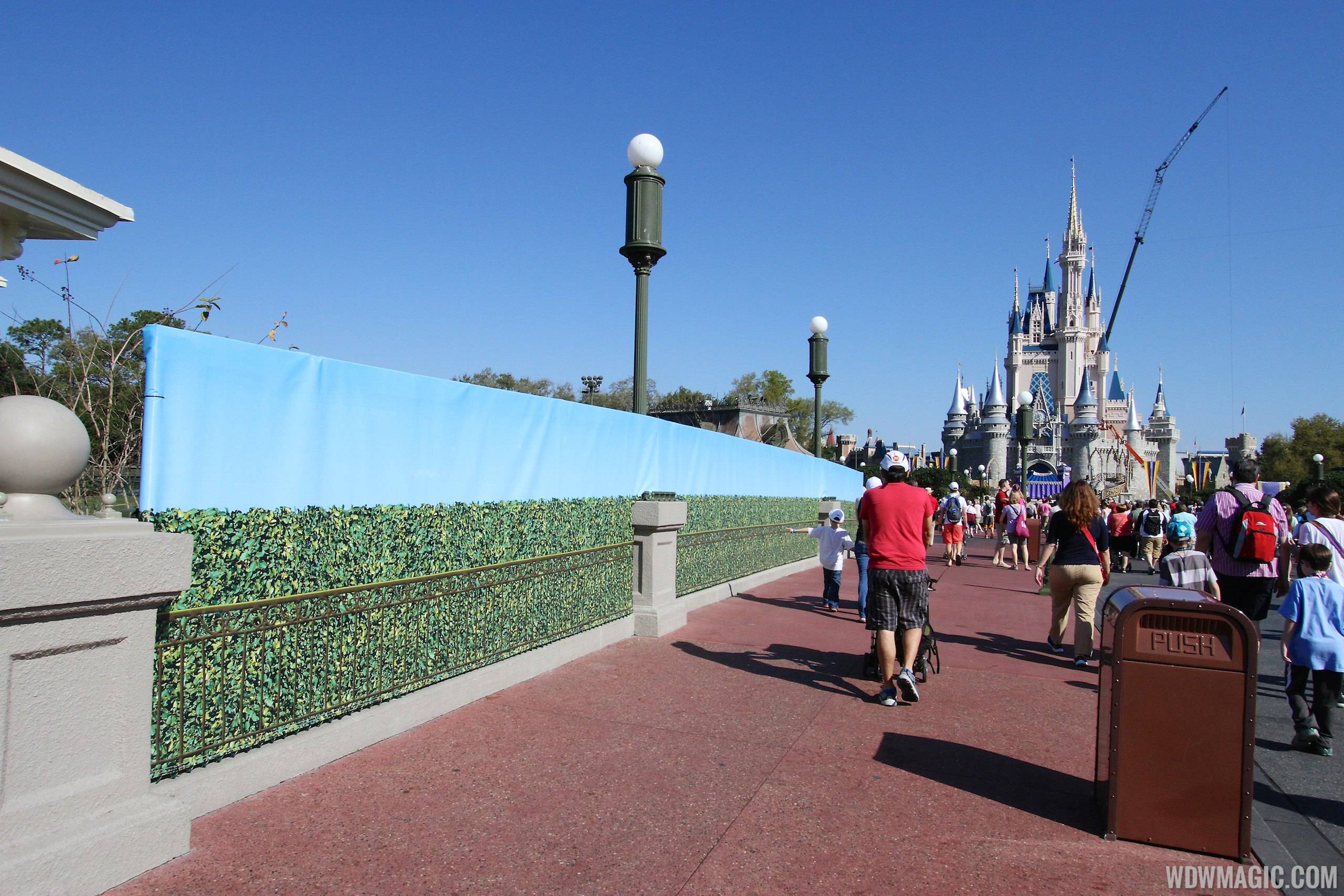 PHOTOS - Swan Boat landing demolished and more walls up around Main Street U.S.A. as part of hub redevelopment at the Magic Kingdom