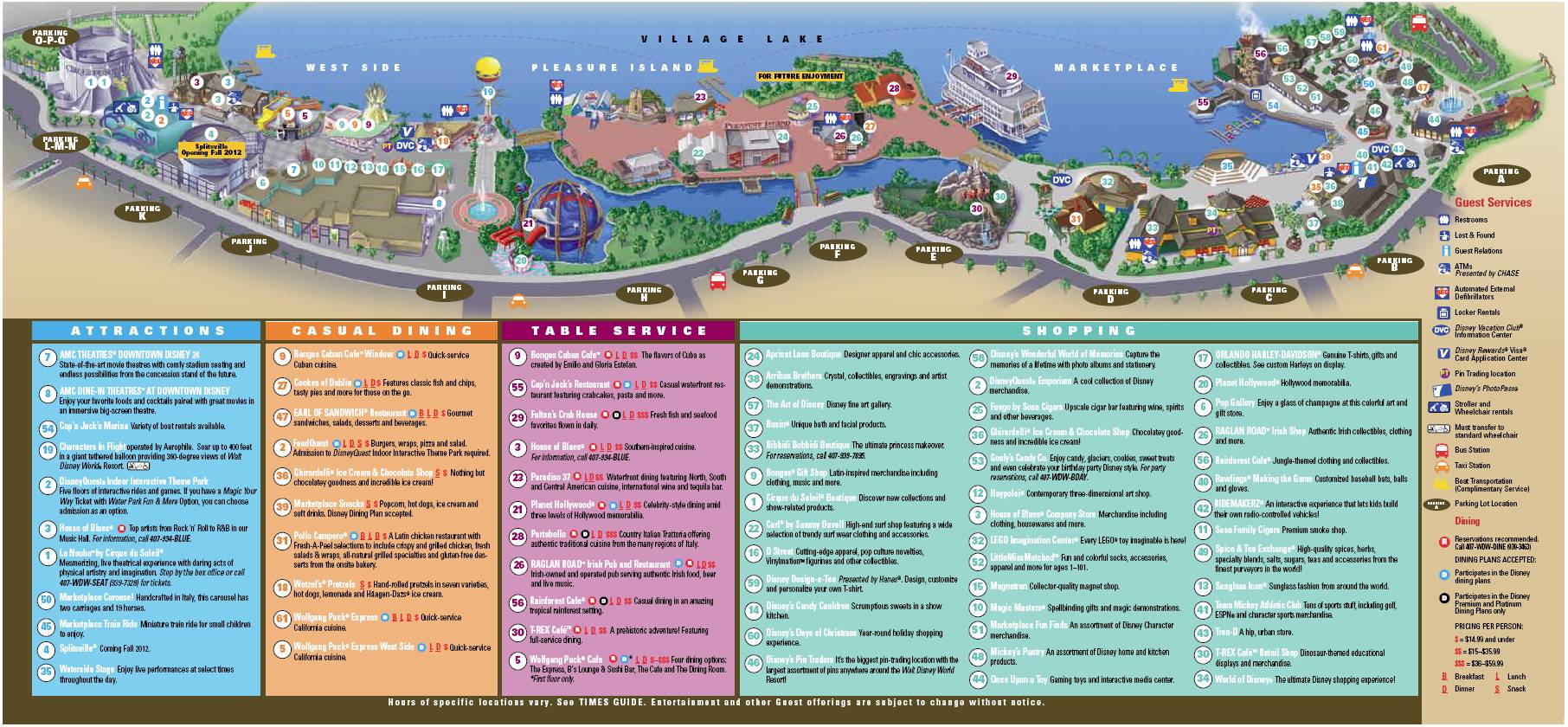 New Downtown Disney guide map