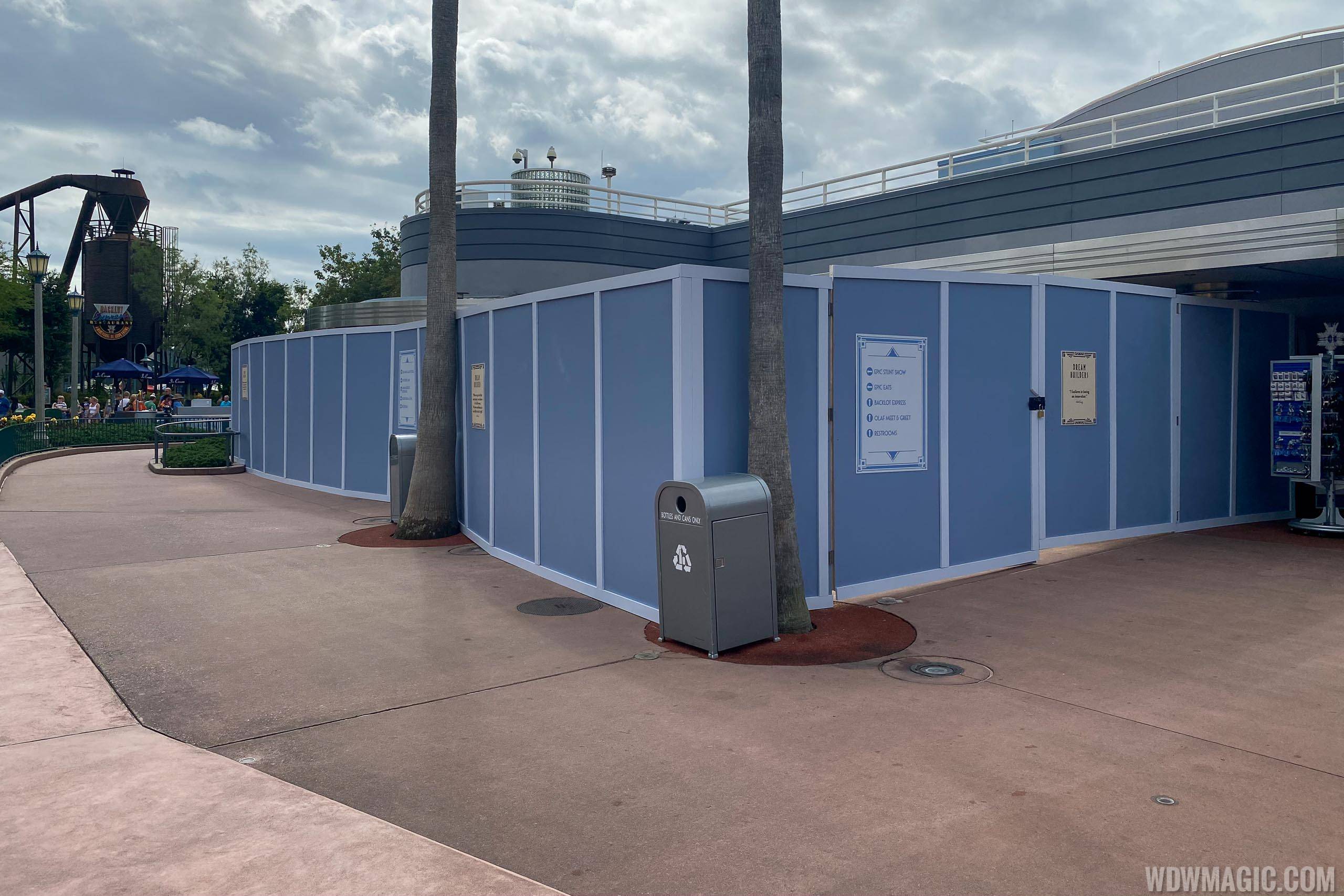 PHOTOS - Construction walls go up around former Sounds Dangerous building for upcoming Mickey Shorts Theater