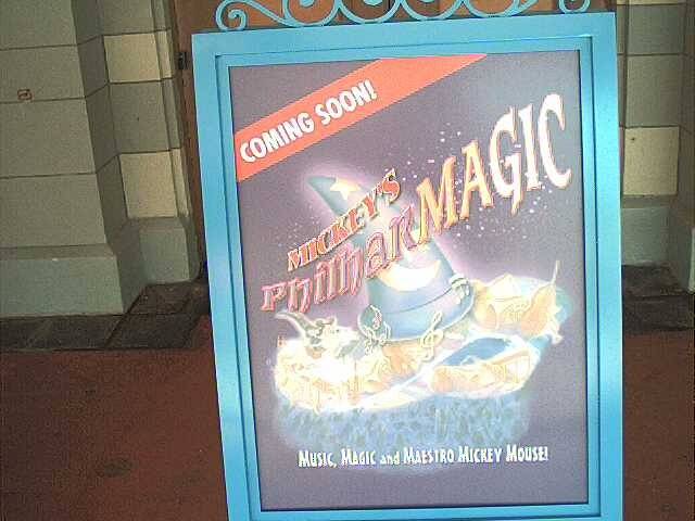 Sign announcing PhilharMagic appears outside the theater