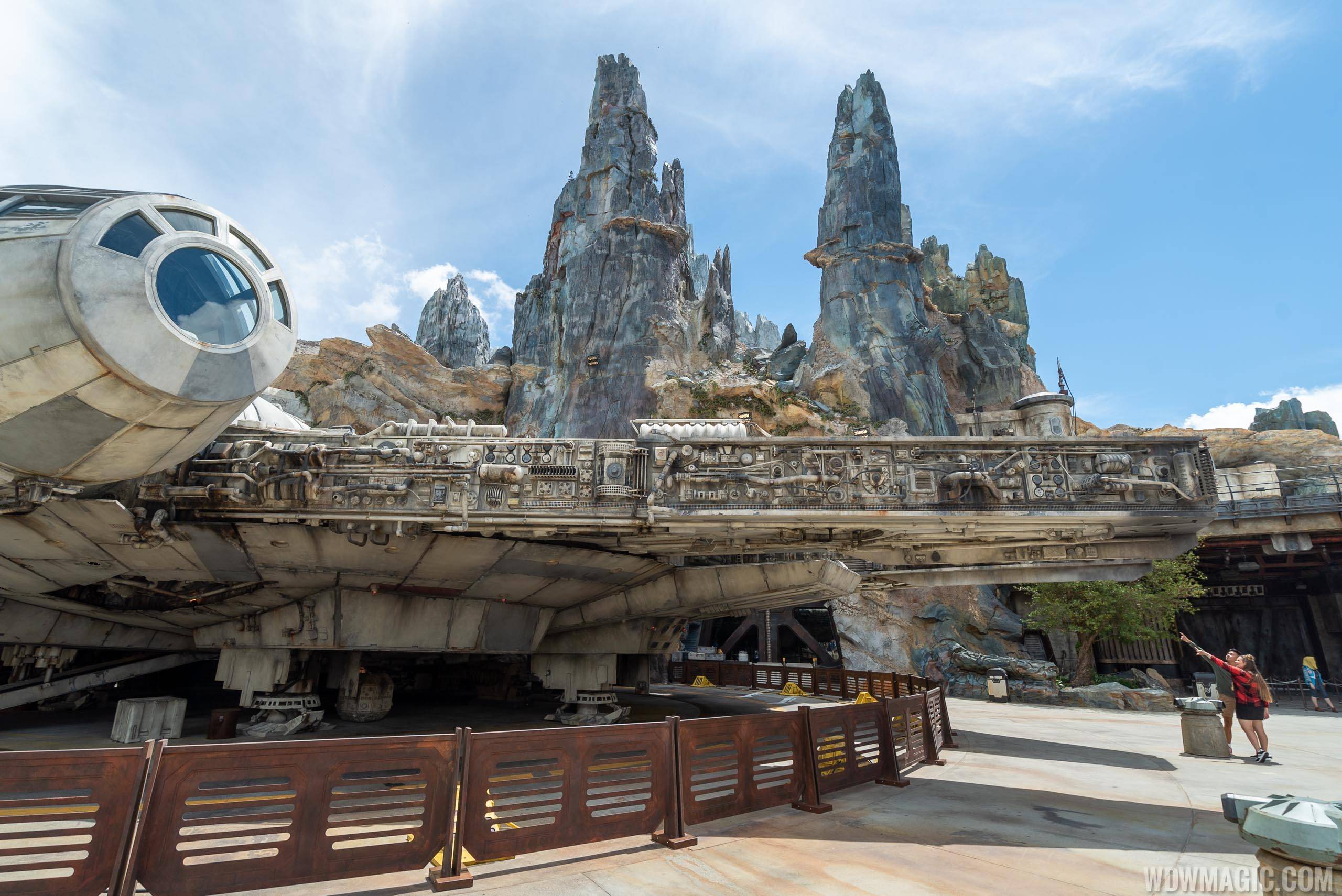 Closeup of the Millennium Falcon at Star Wars Galaxy's Edge in Walt Disney World