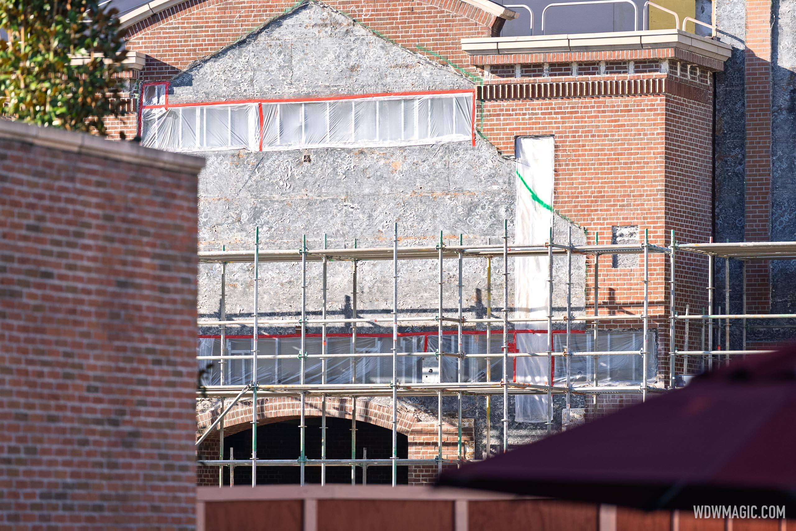 Scaffolding Rises on Former MuppetVision Theater for Glob Theater Conversion