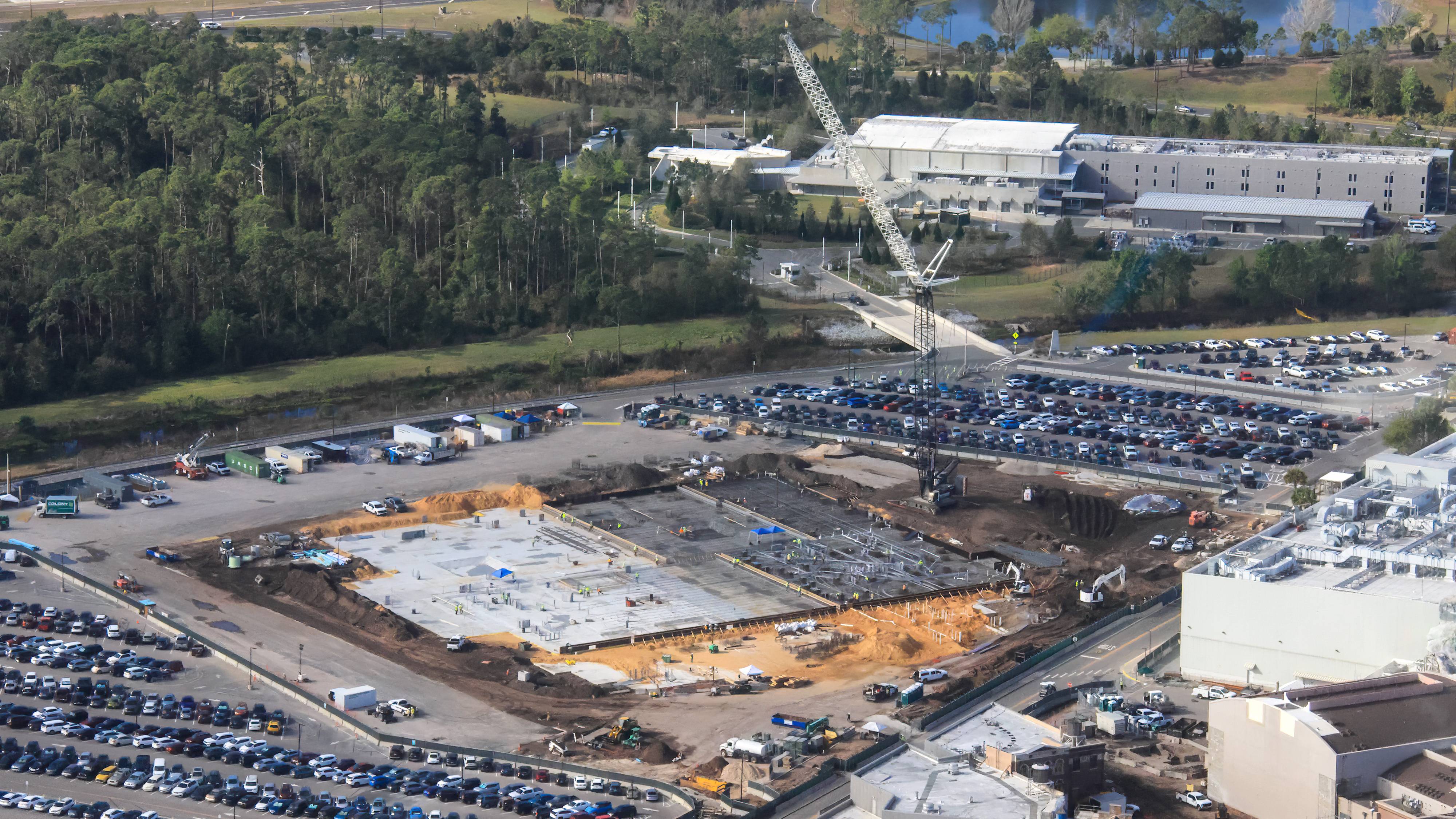 New Aerial Photos Reveal Monsters Inc Coaster Construction Progress at Disney's Hollywood Studios