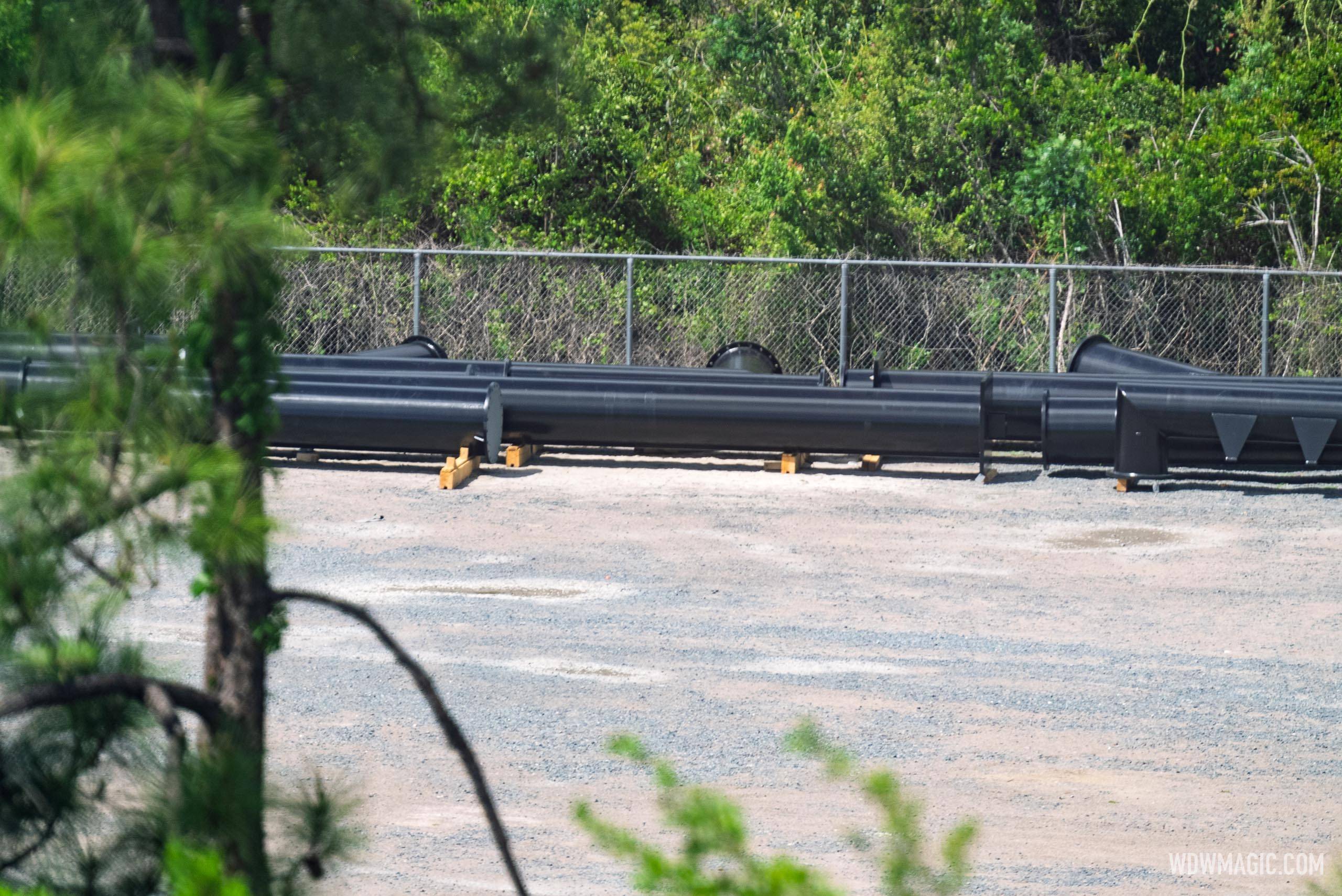 Vekoma Coaster Track Support Columns at Monsters Inc Flying Door Coaster Build Hollywood Studios