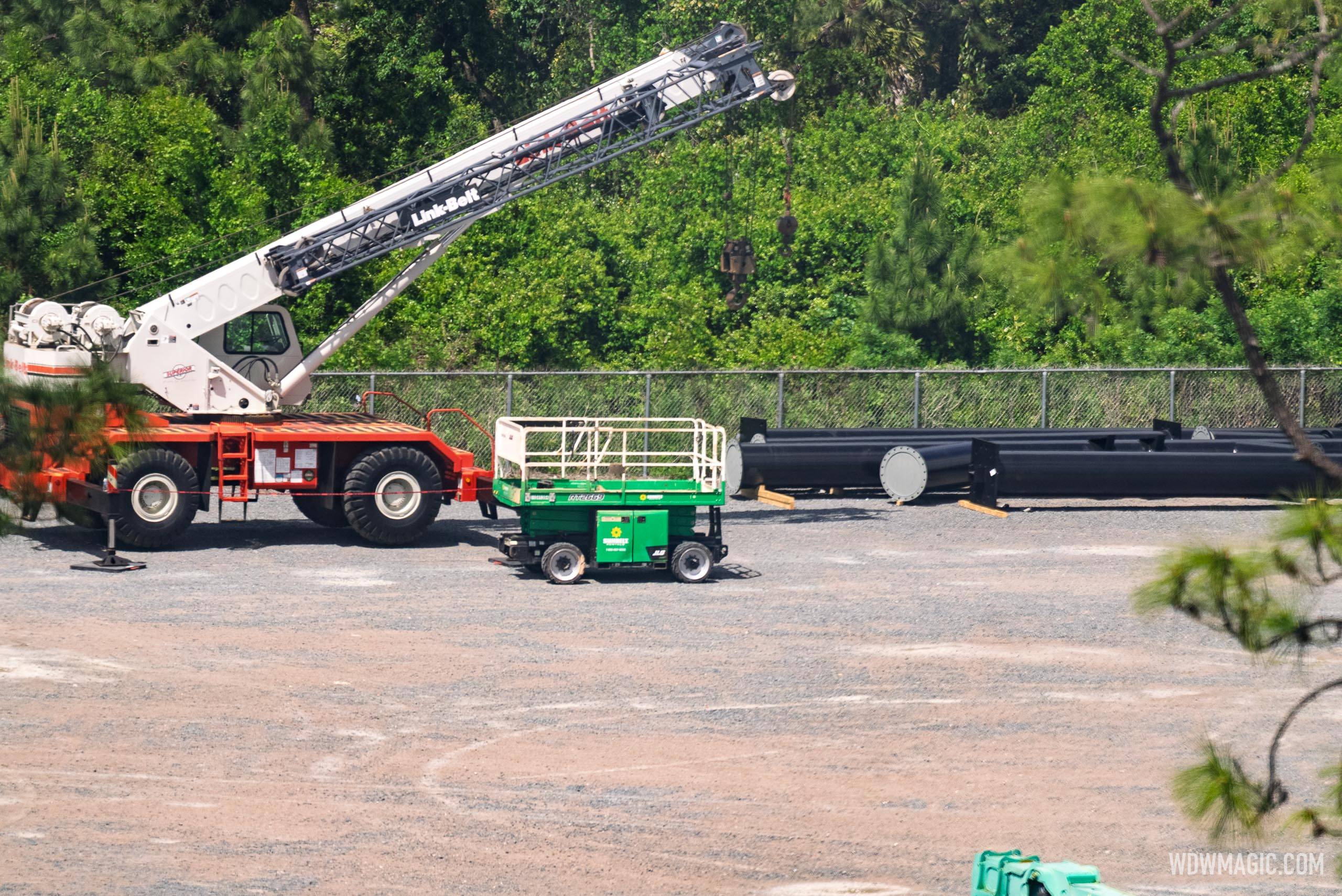 Track Support Columns Arrive at Monsters Inc Flying Door Coaster