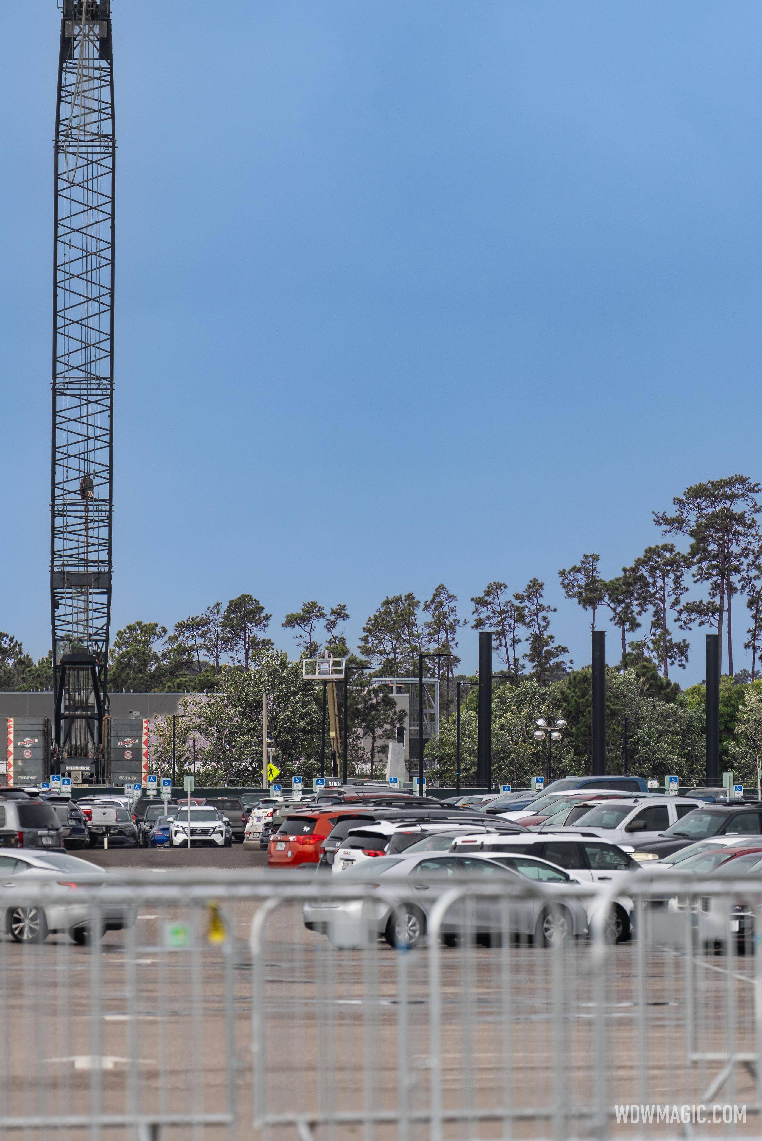 Vertical Construction Begins: Monsters Inc Coaster Track Supports Installed