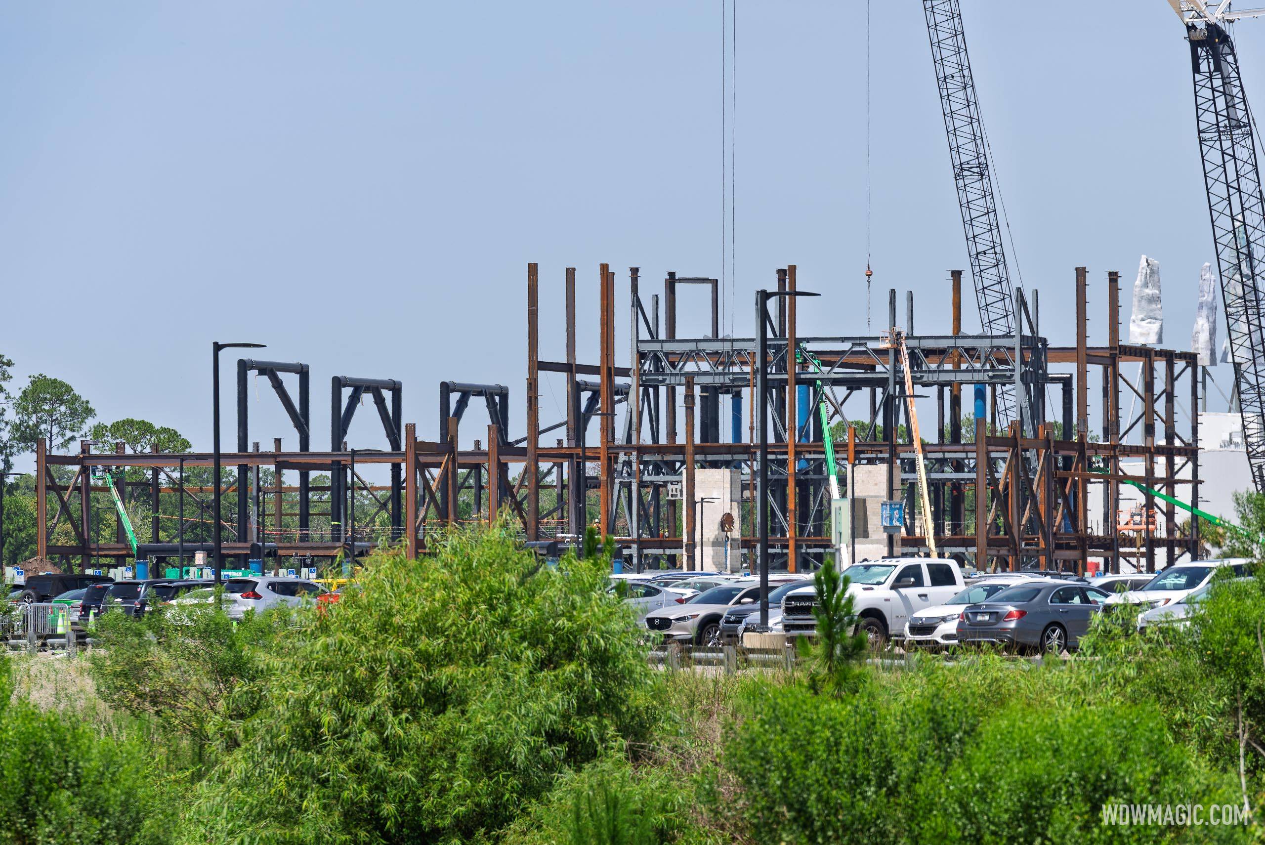 Steel Rising: Latest Construction Photos of the Monsters Inc Door Coaster - July 2026
