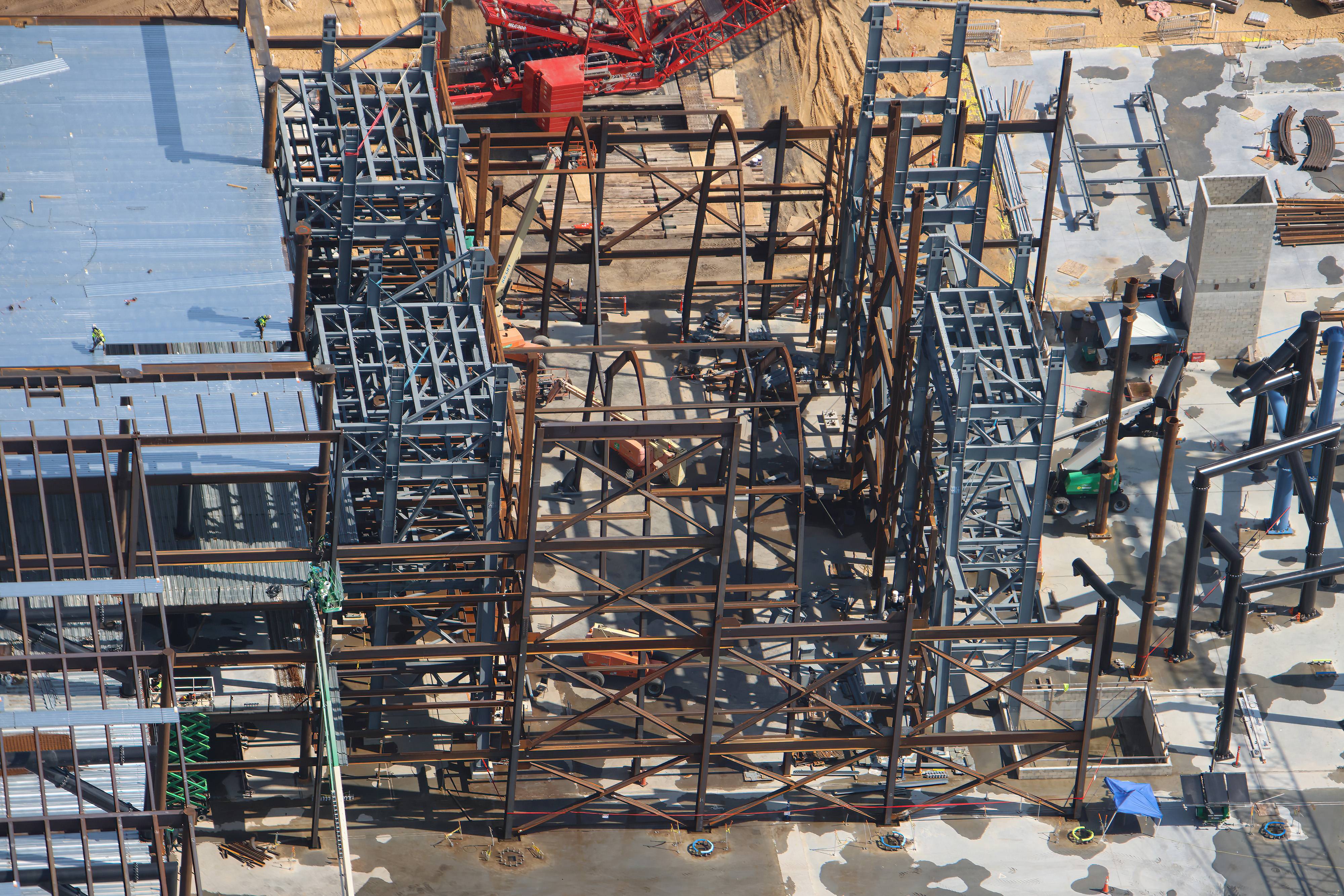Aerial Views: Monsters Inc Coaster Track and Building Progress - August 15 2026