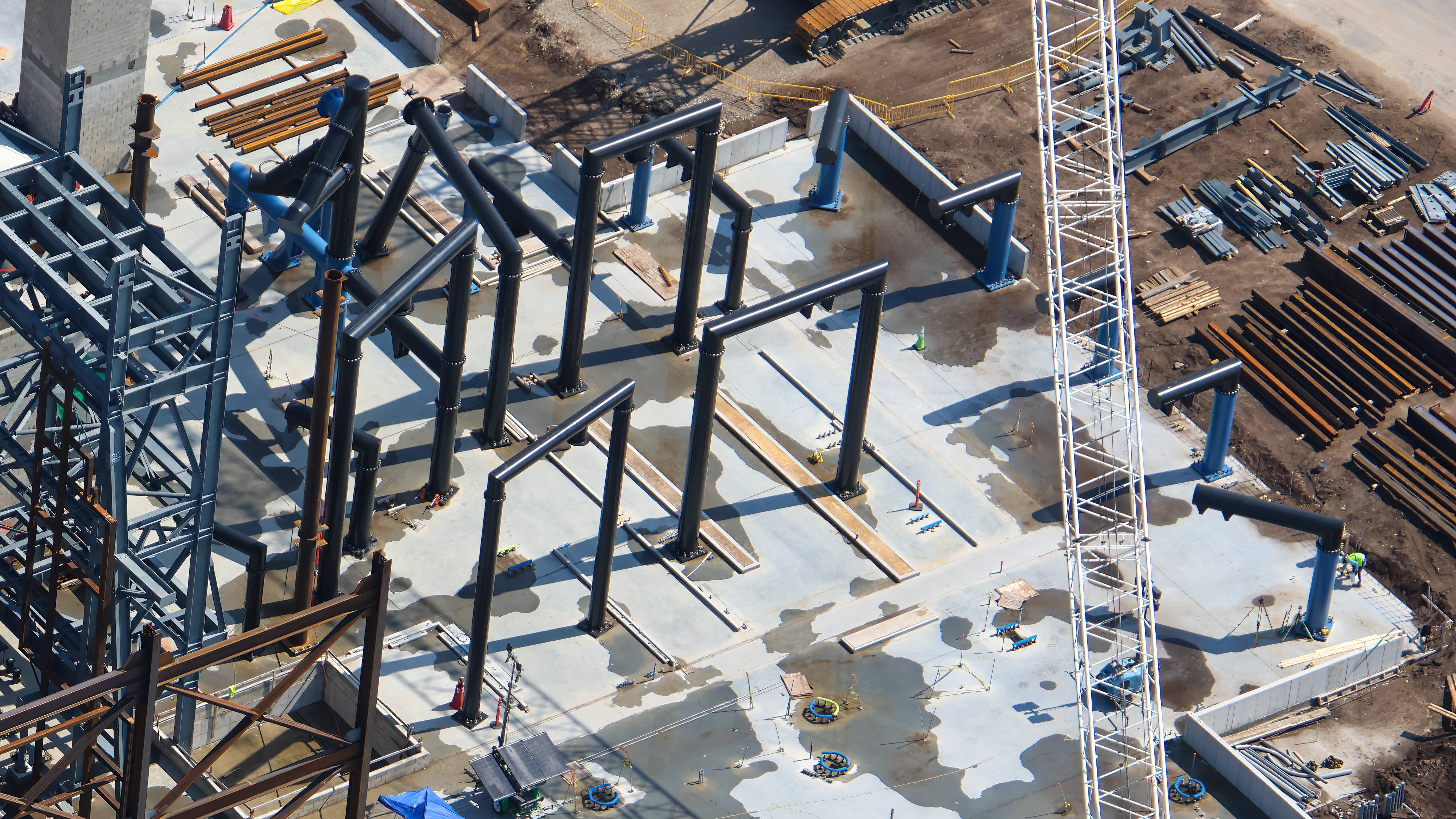 Aerial Views: Monsters Inc Coaster Track and Building Progress - August 15 2026 - photo 11 of 16
