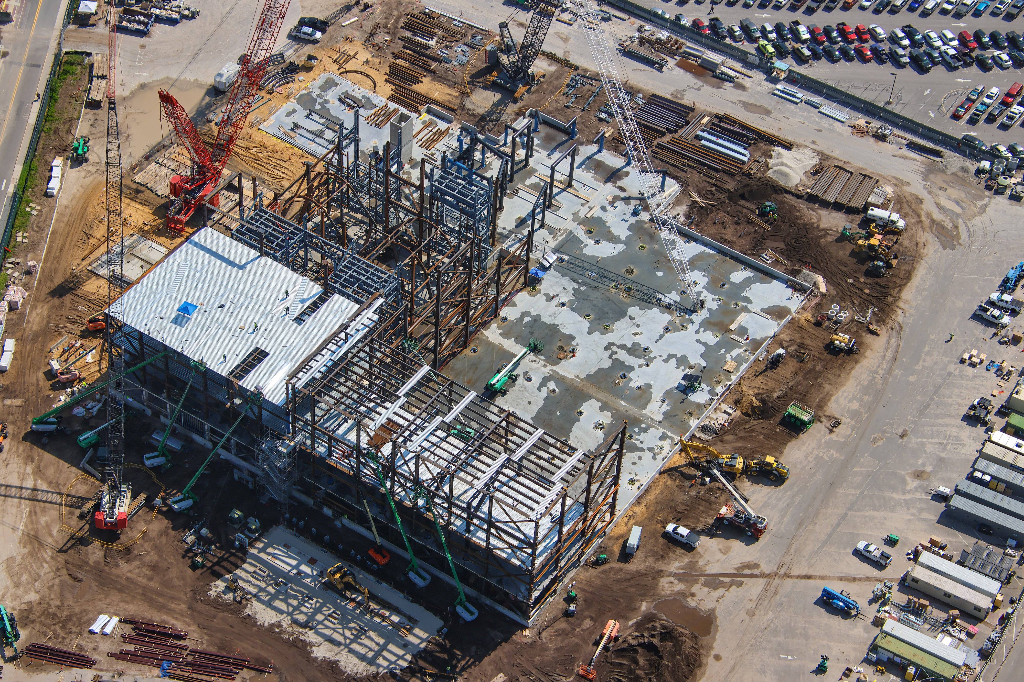Aerial Views: Monsters Inc Coaster Track and Building Progress - August 15 2026 - photo 2 of 16