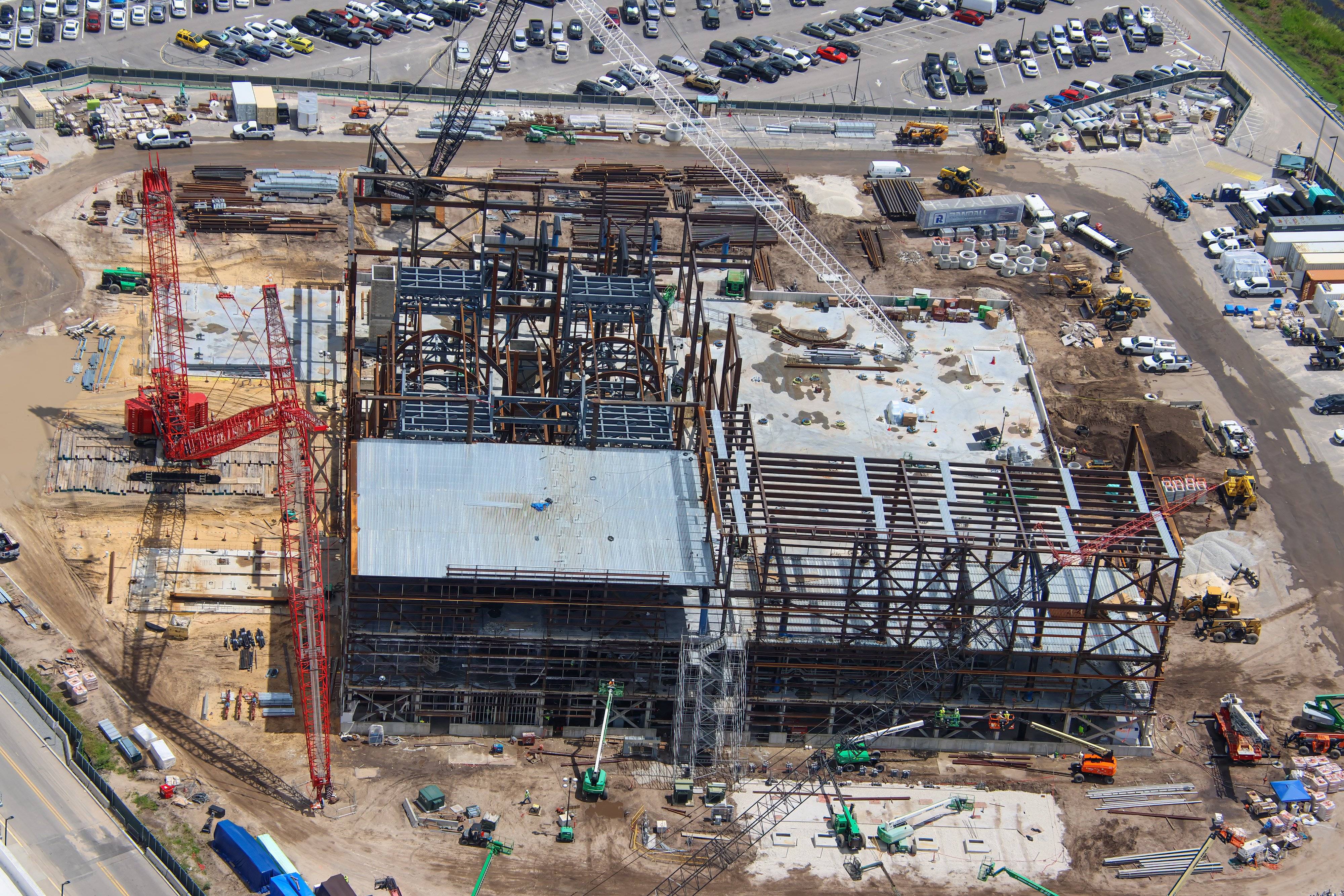 Aerial Views of Monsters Inc Flying Door Coaster Building Progress - August 6 2026 - photo 7 of 16