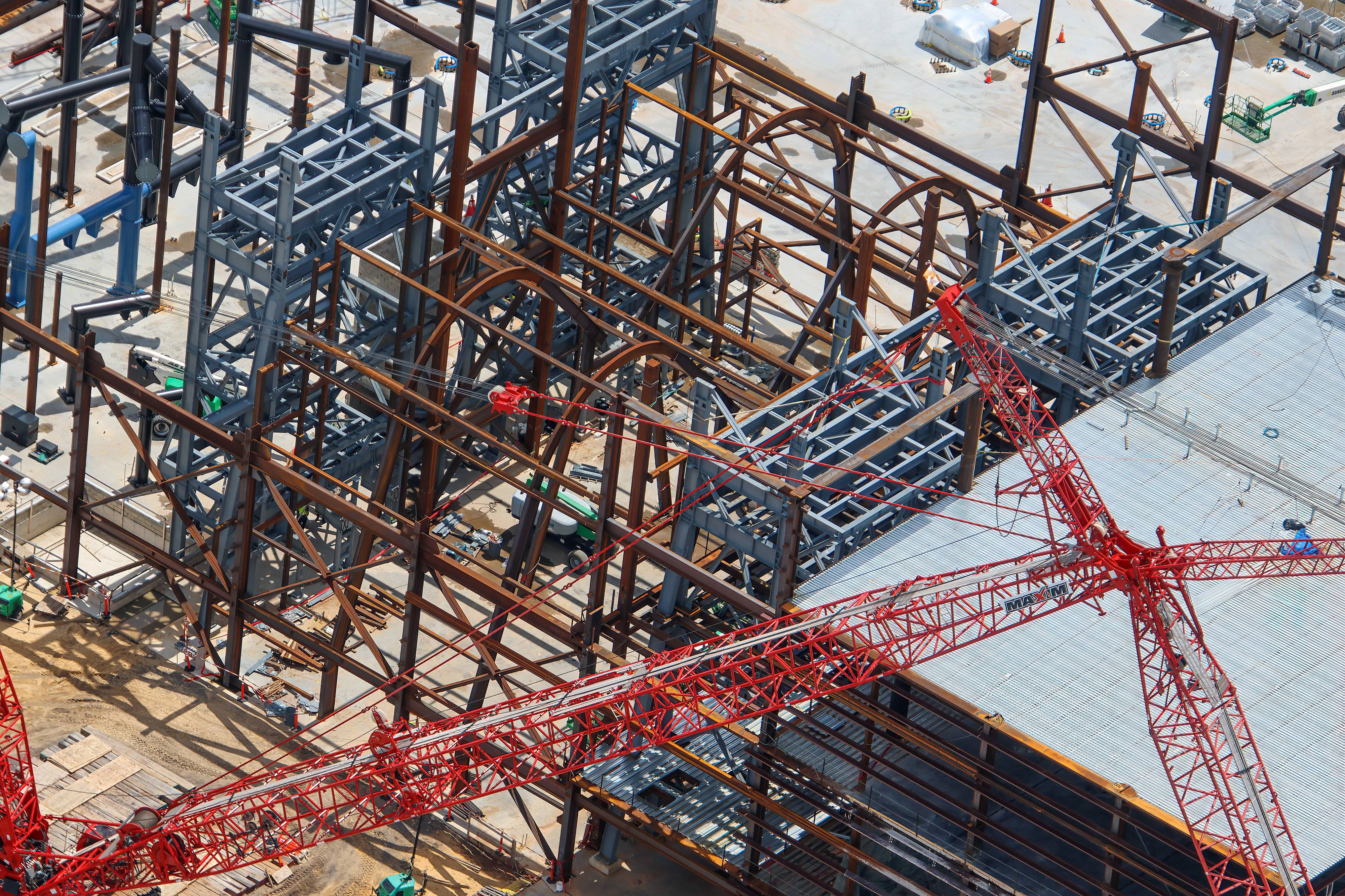 Aerial Views of Monsters Inc Flying Door Coaster Building Progress - August 6 2026 - photo 9 of 16