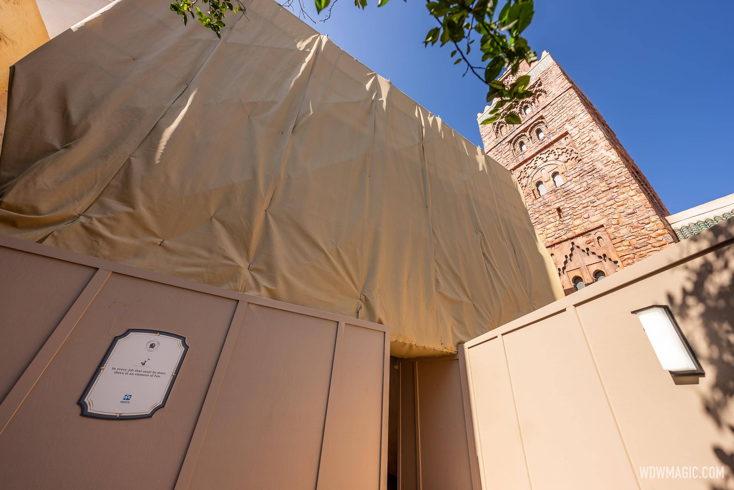 Large section of EPCOT's Morocco pavilion goes behind refurbishment walls