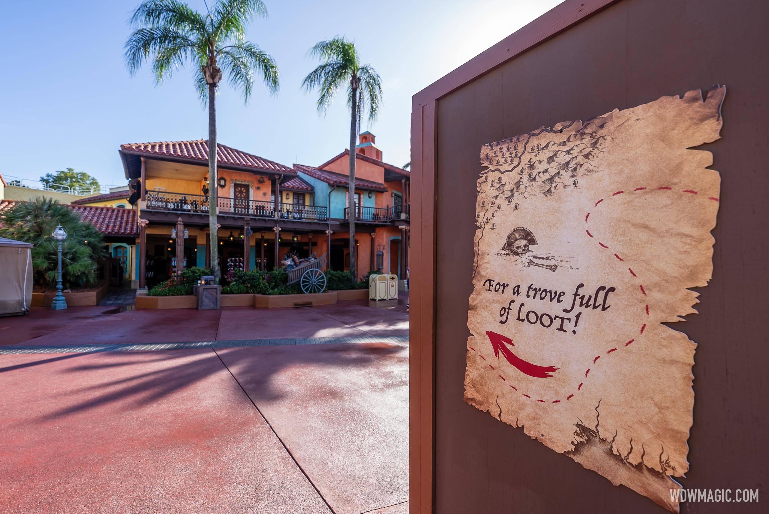 Pirates of the Caribbean Exit and Gift Shop construction walls - August 8 2024