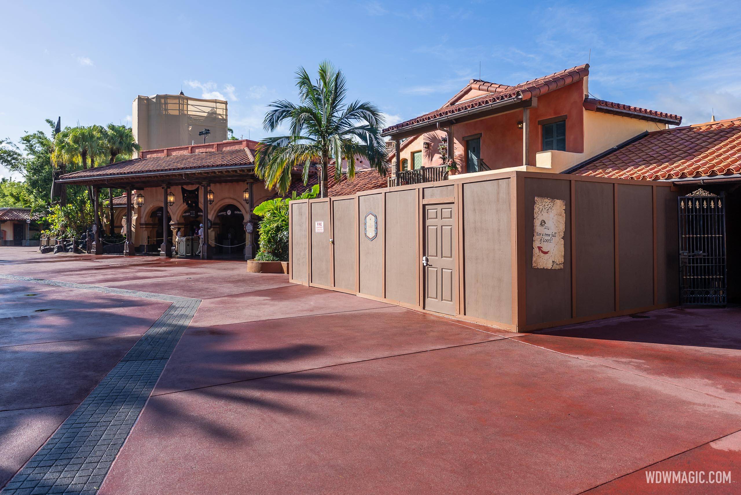 Pirates of the Caribbean Exit and Gift Shop construction walls - August 8 2024